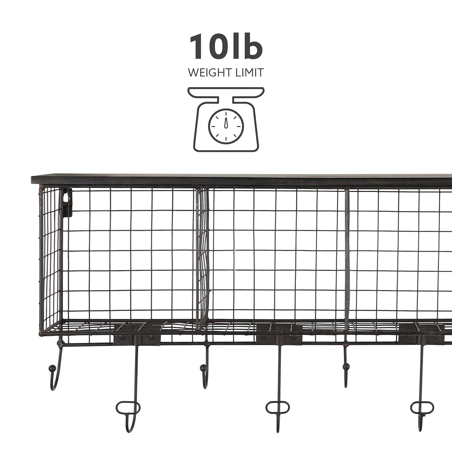 Linon Four Cubby Metal Wall Shelf in Black
