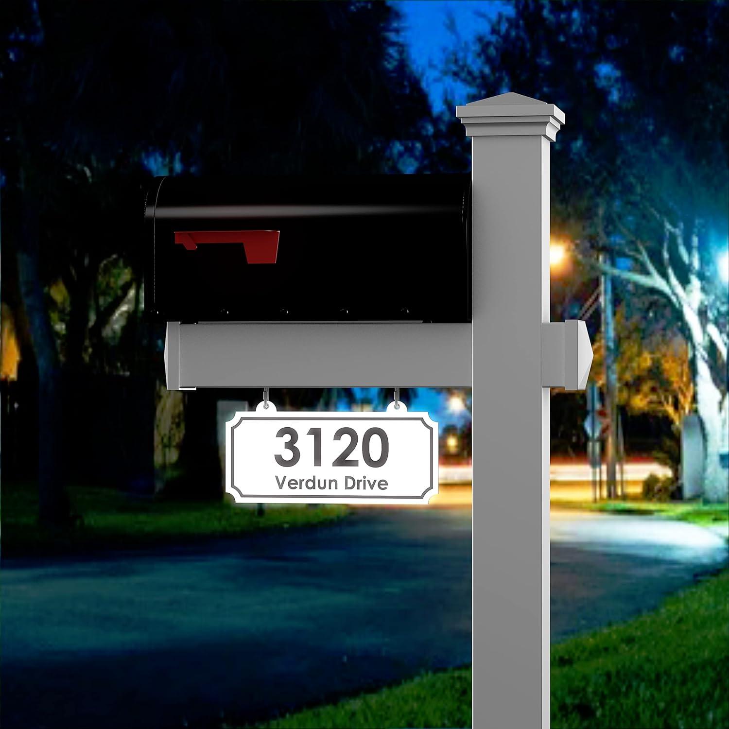 White Vinyl Mailbox Post with Black Steel Mailbox