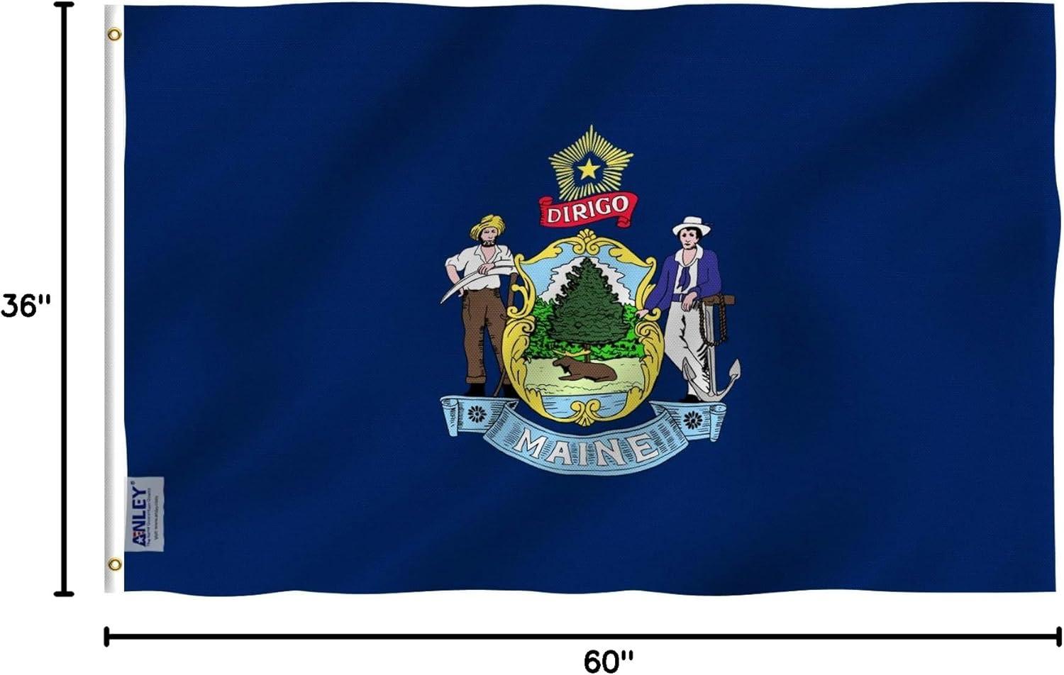 Maine State Flag 3x5 Feet Polyester with Brass Grommets