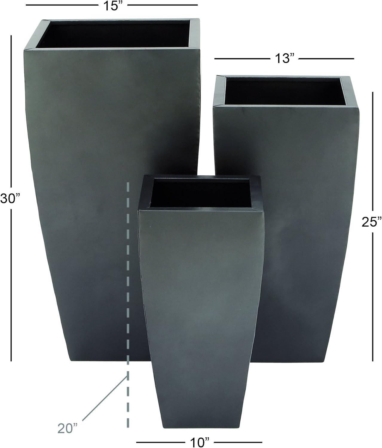 Set of 3 Modern Rectangular Metal Planters Black - Olivia & May: Iron Construction, Indoor/Outdoor Use, No Drainage Holes