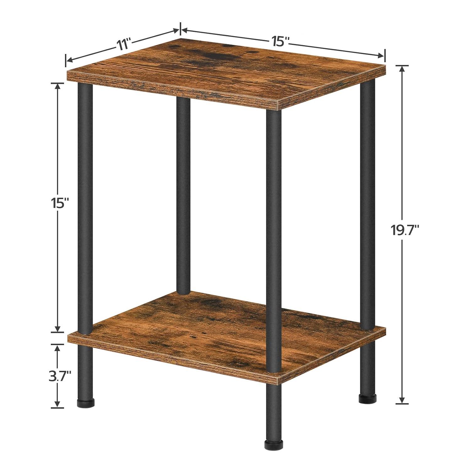 HOOBRO End Tables Set of 2, Small Side Table, Nightstand with 2-Layer Storage Shelves, Sofa Table for Small Spaces, Living Room, Bedroom, Stable Frame, Easy Assembly, Rustic Brown BF09BZP201