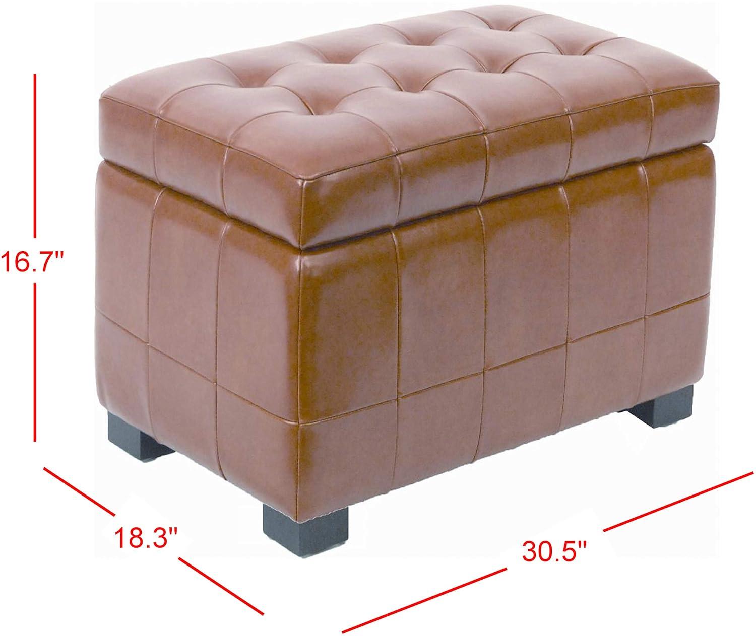 Manhattan Small Storage Ottoman - HUD4201 - Saddle - Safavieh Couture