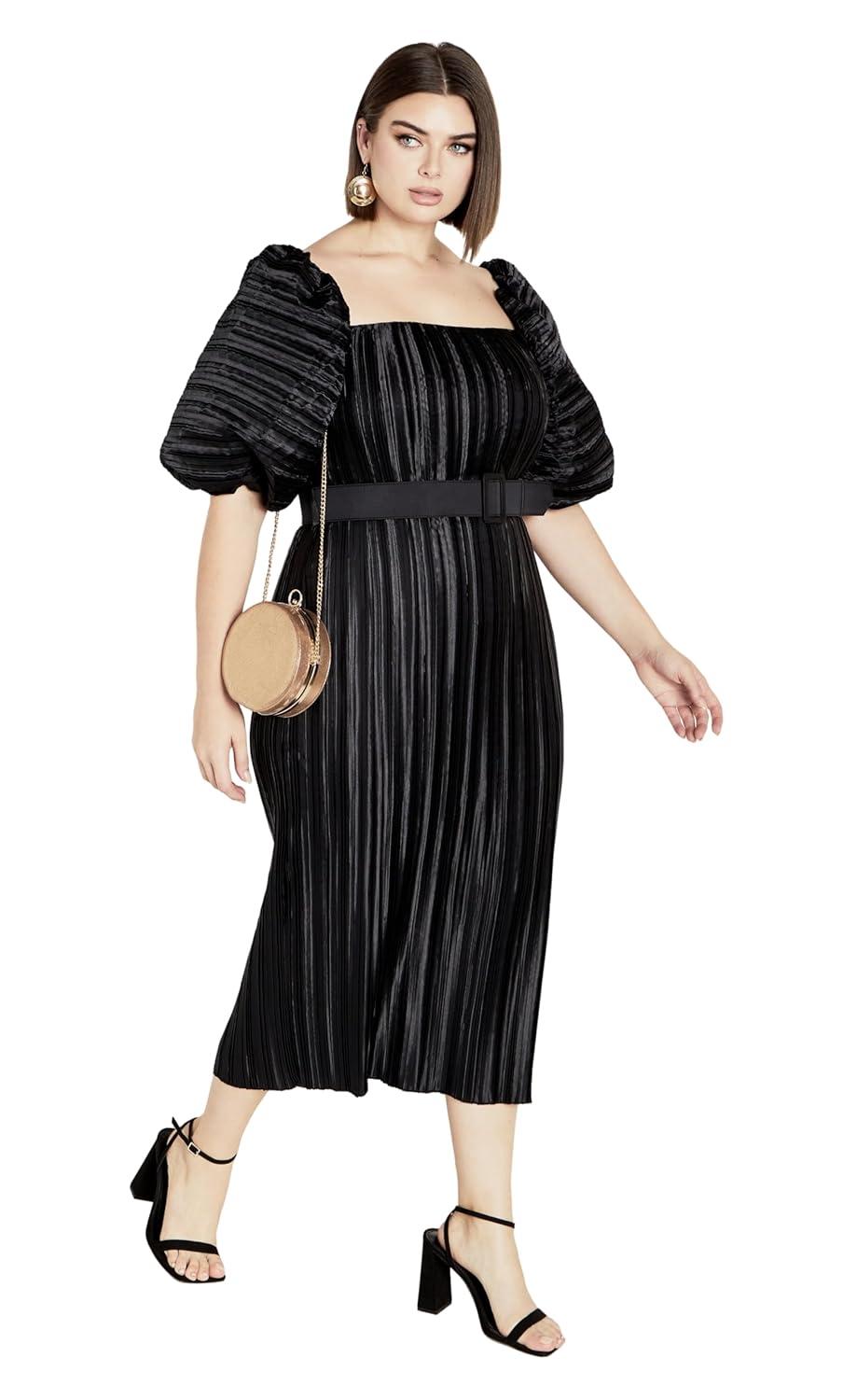 CITY CHIC | Women's Plus Size Krista Pleat Dress - black - 16W