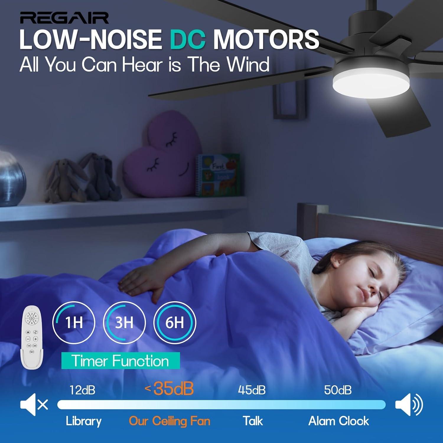 Smaair Downrod Indoor Ceiling Fan with Dimmable LED Control by Wifi APP