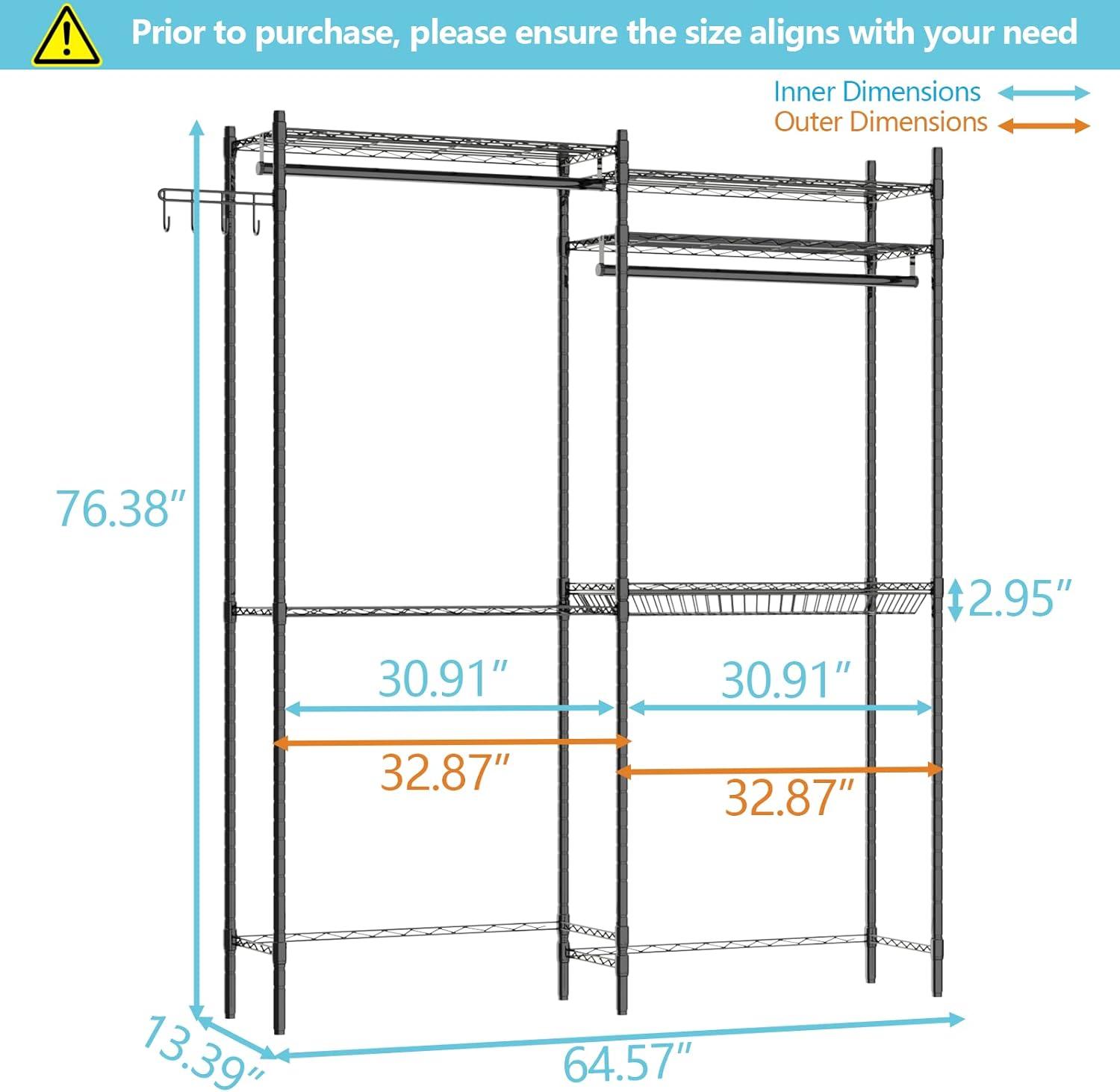 Untyo Laundry Room Shelves,Over Washer and Dryer Storage Shelf, with 5 Tier Adjustable Shelves and Rotatable Hooks, 63.8" L x 13.4" D x 77.6" H, Black