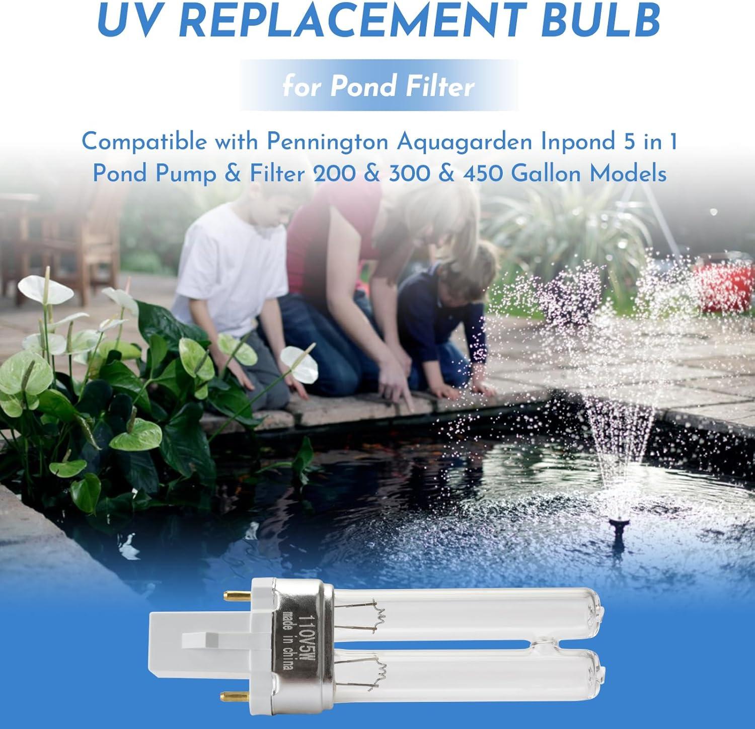 Aquagarden Pennington Aquagarden, Inpond & Awesome Pond UVC Replacement Lamp - 5 Watt , Fits the 200 & 300 & 450 Gallon Models