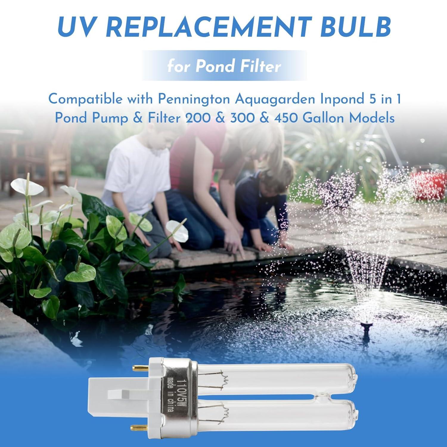 Aquagarden Pennington Aquagarden, Inpond & Awesome Pond UVC Replacement Lamp - 5 Watt , Fits the 200 & 300 & 450 Gallon Models