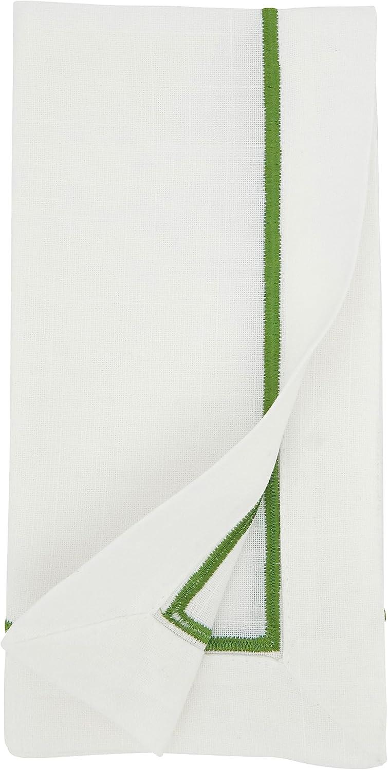 Saro Lifestyle Embroidered Dinner Napkins (Set of 4), Kiwi, 20" x 20"