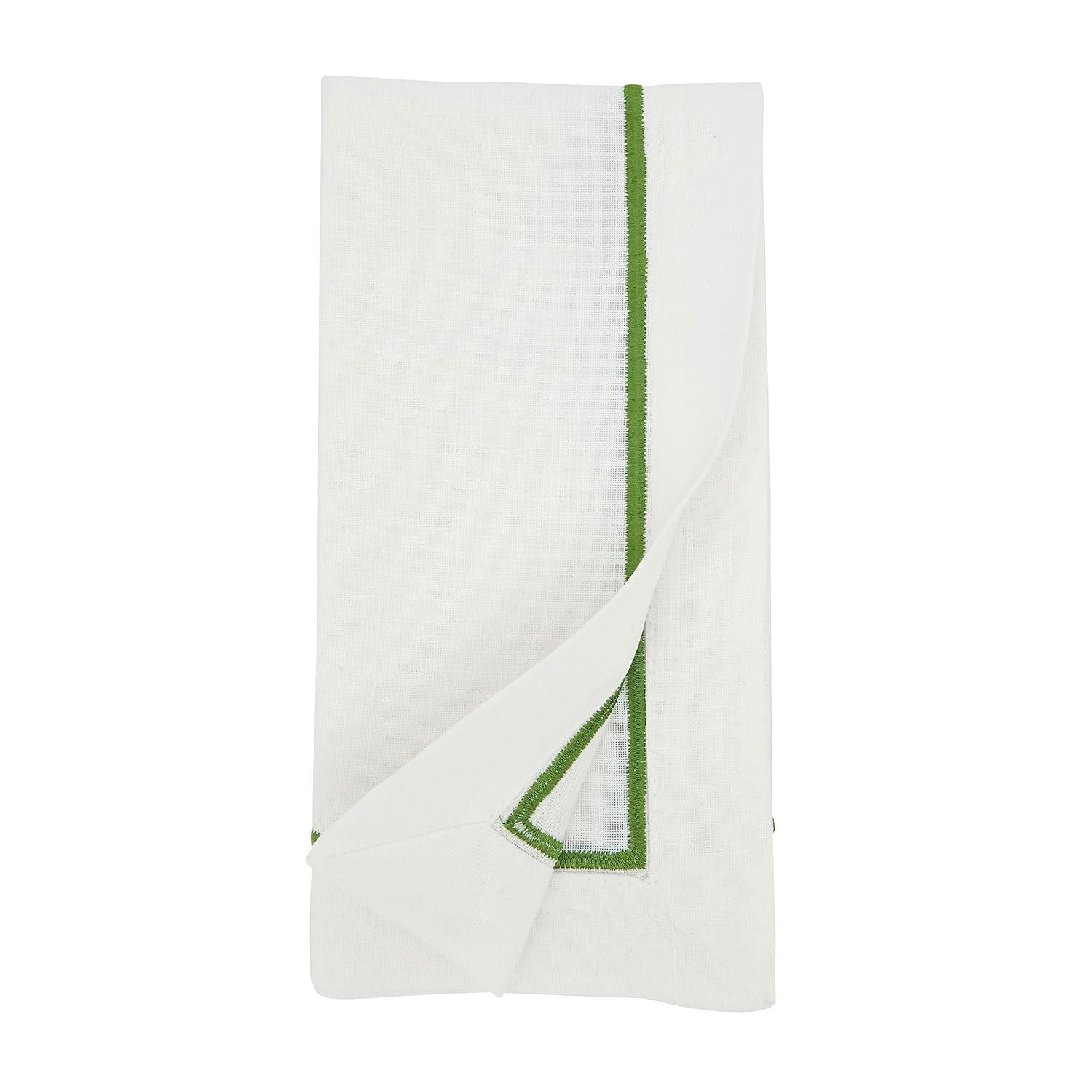 Saro Lifestyle Embroidered Dinner Napkins (Set of 4), Kiwi, 20" x 20"