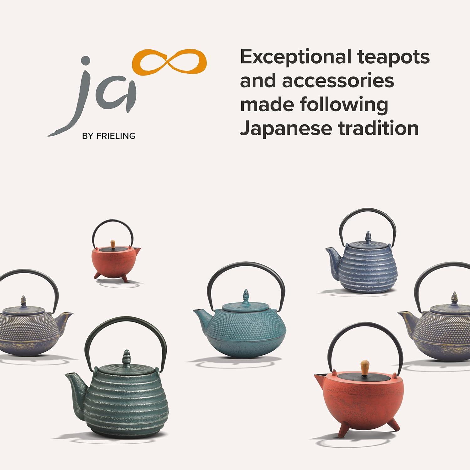 Blue and Gold Cast Iron Japanese Teapot with Infuser