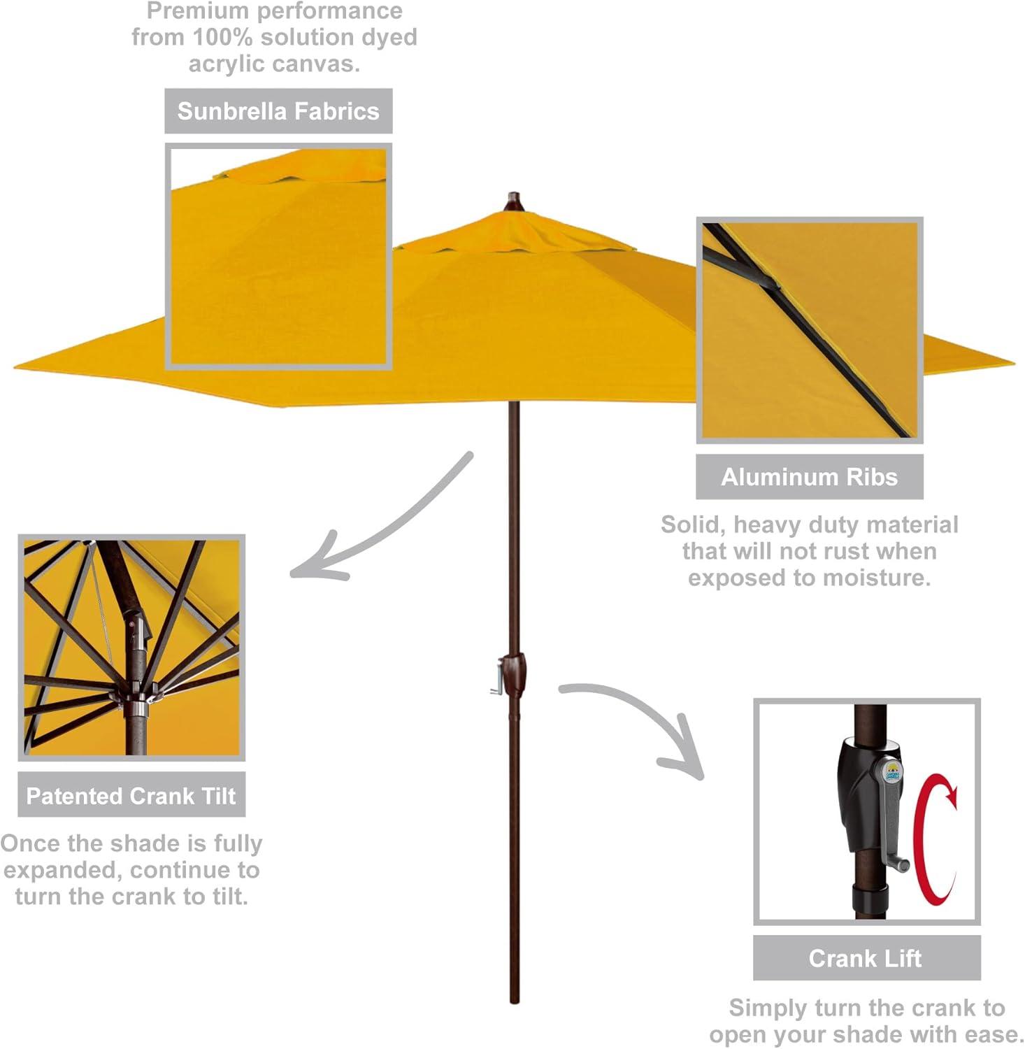 9 ft Sunflower Yellow Sunbrella Aluminum Patio Umbrella