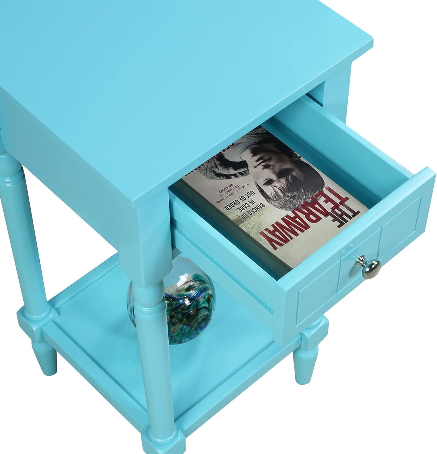 Convenience Concepts French Country Khloe 1 Drawer Accent Table with Shelf, Sky Blue