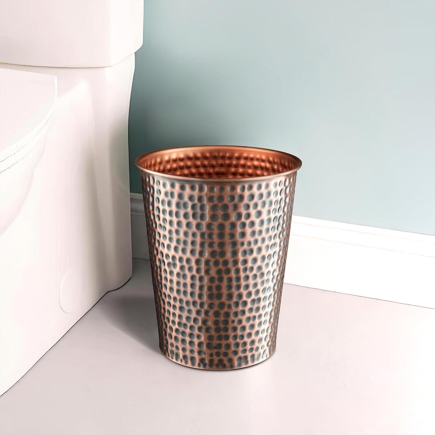 Hand Hammered Metal 1.7 Gallon Waste Basket