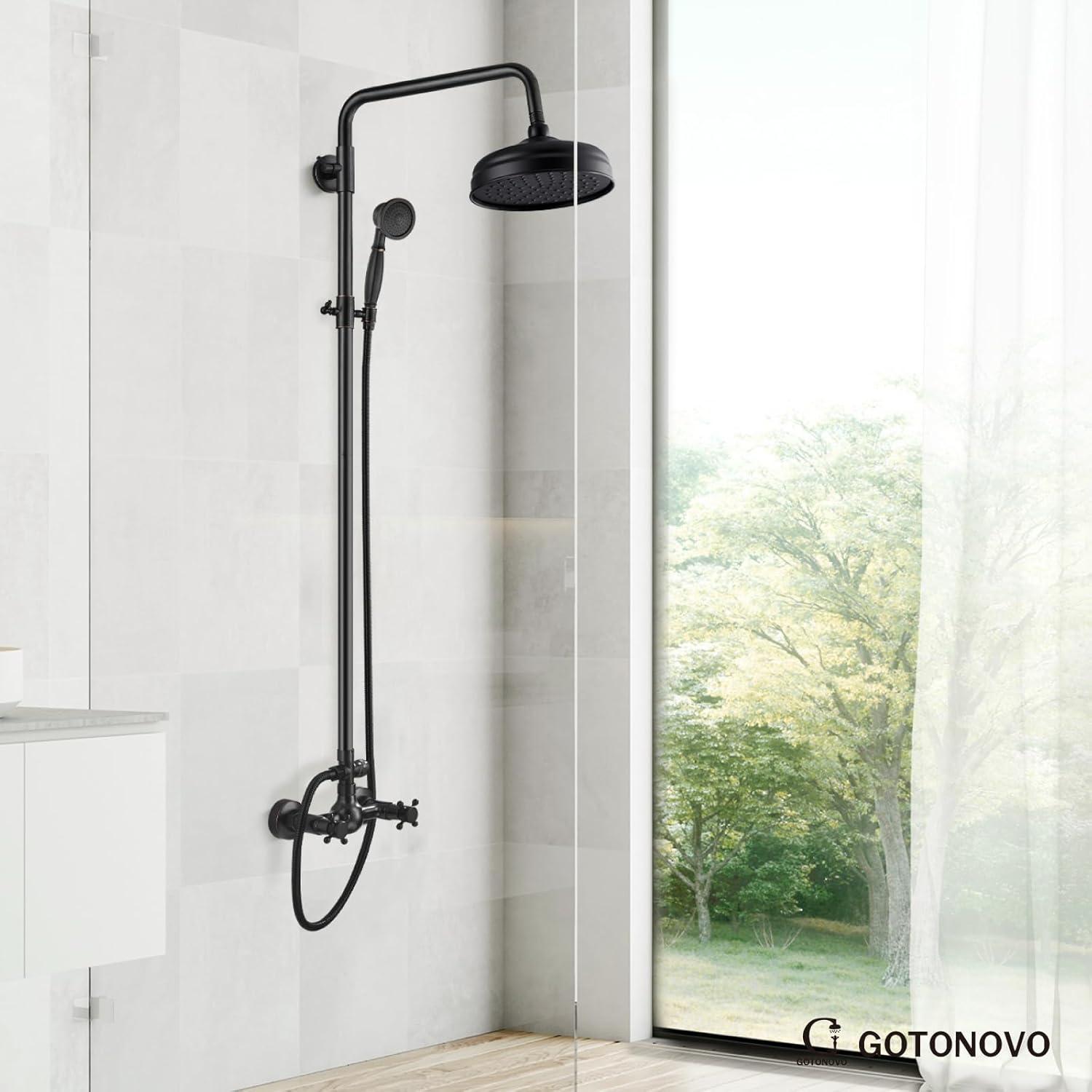 Oil Rubbed Bronze Wall Mounted Rain Shower System with Handheld Spray