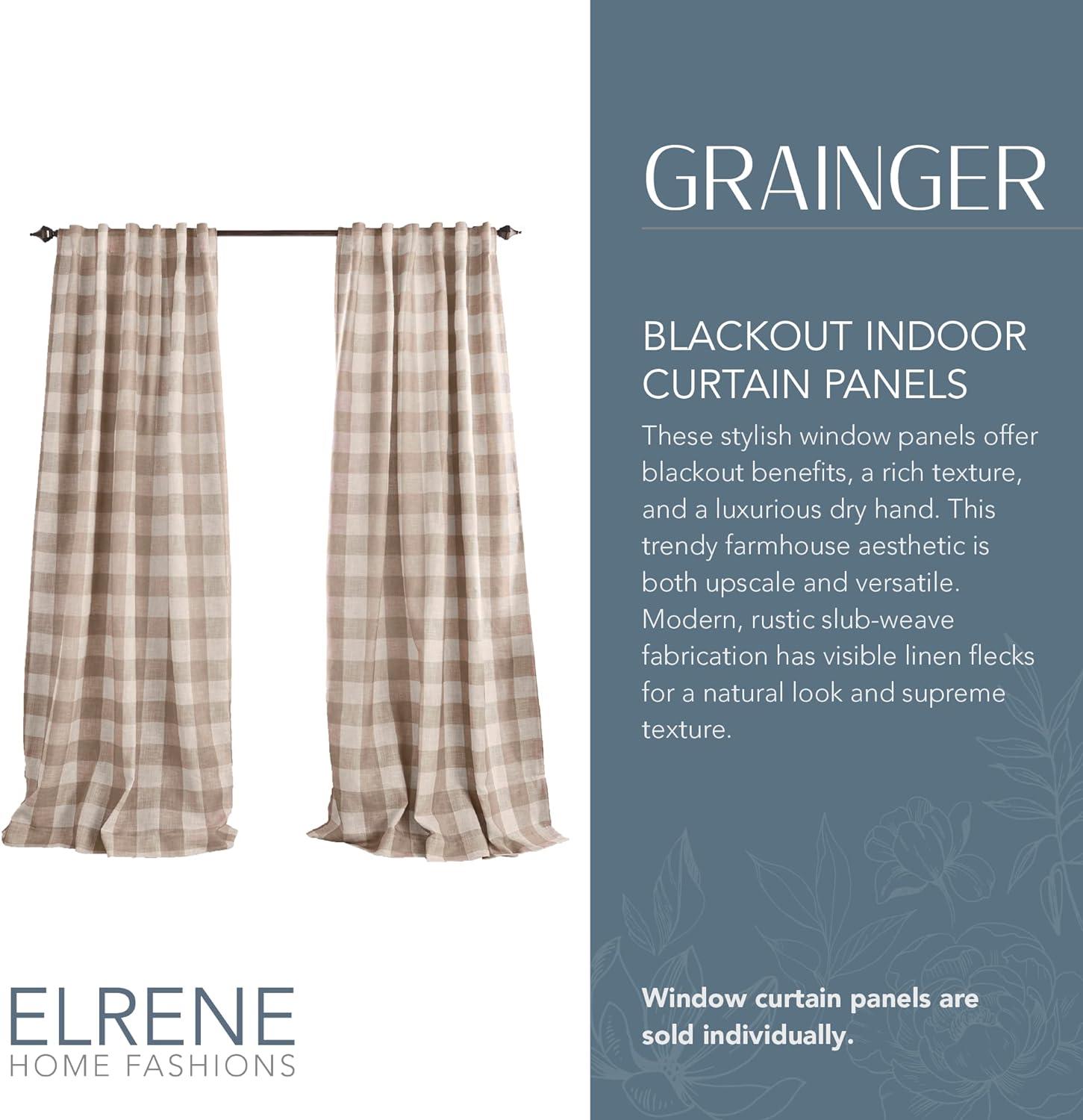 Grainger Buffalo Check Linen Blackout Curtain Panel