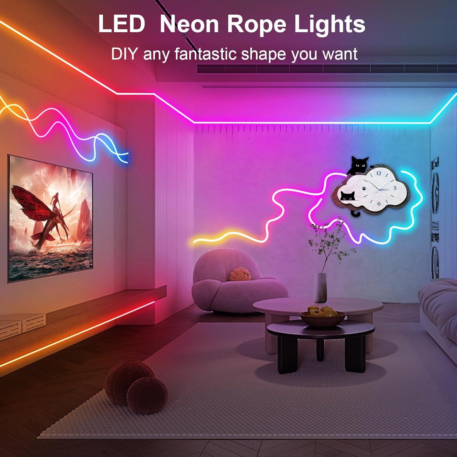 50ft RGB LED Neon Rope Lights with Remote Control