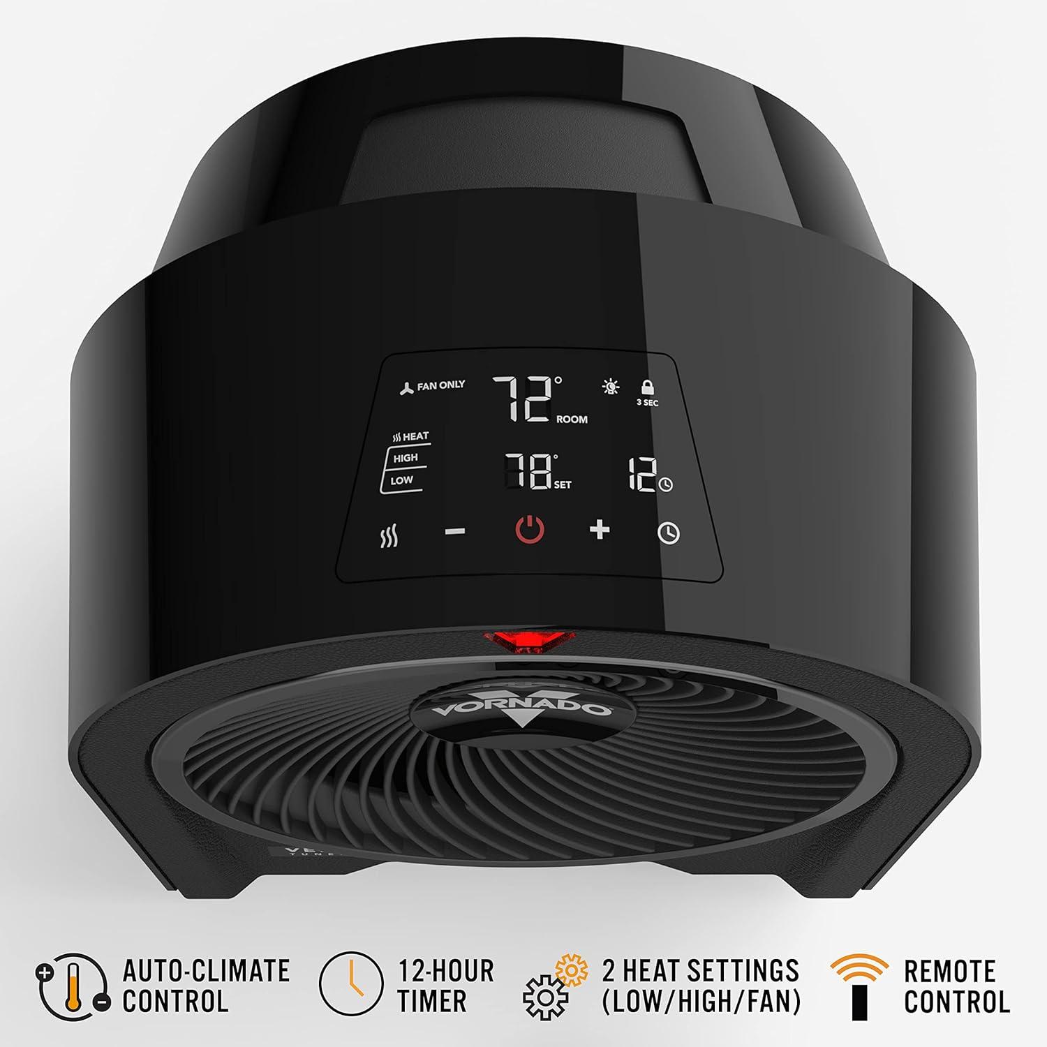 Black Electric Space Heater with Thermostat and Automatic Shut-off