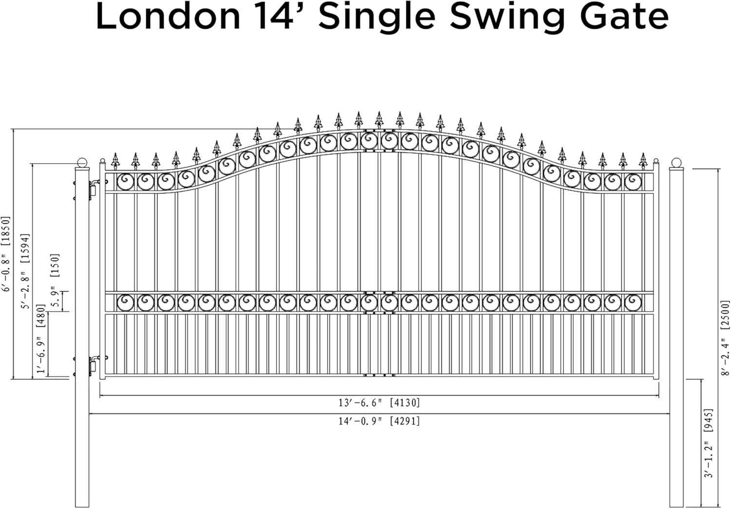 ALEKO Steel Single Swing Driveway Gate - PARIS Style
