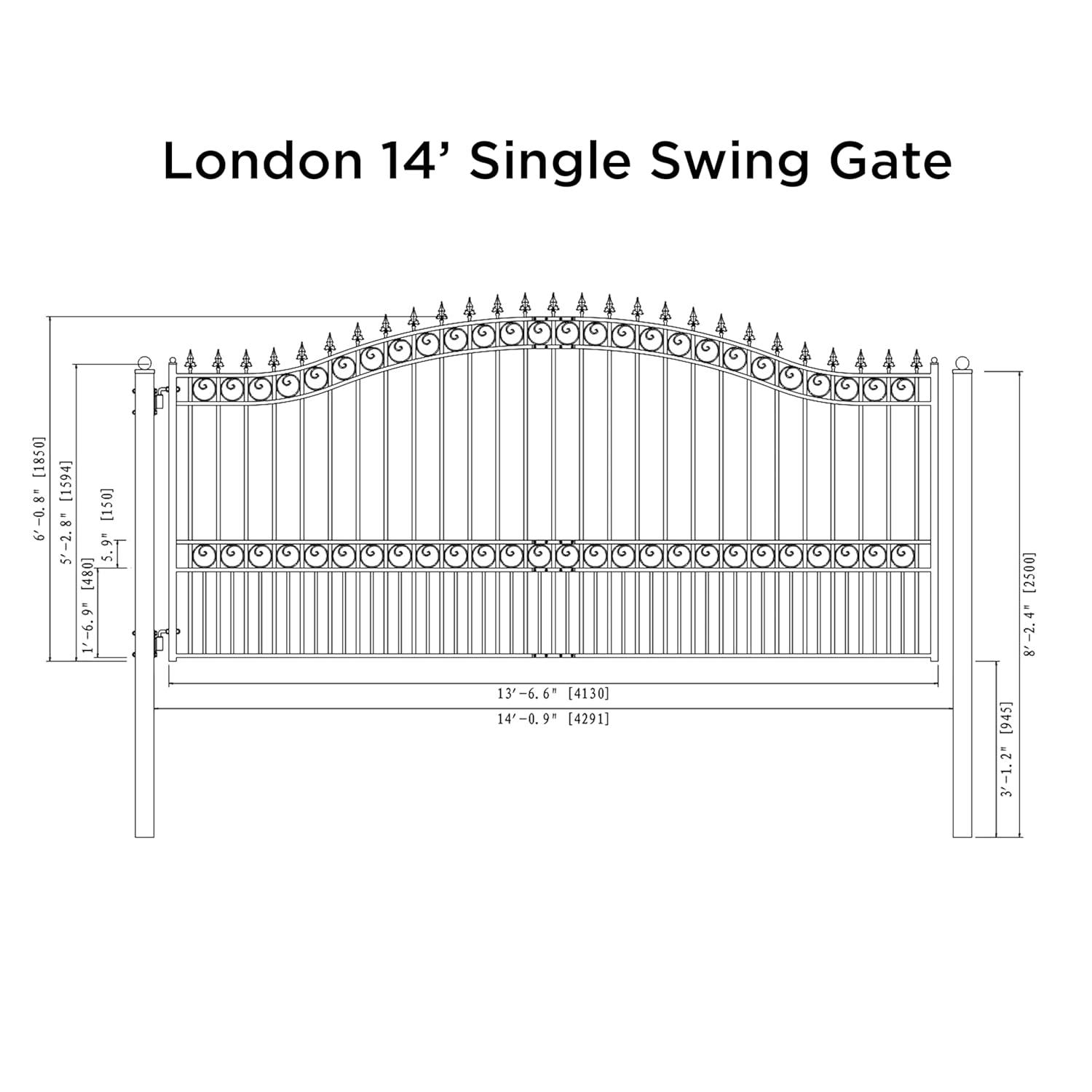 ALEKO Steel Single Swing Driveway Gate - PARIS Style