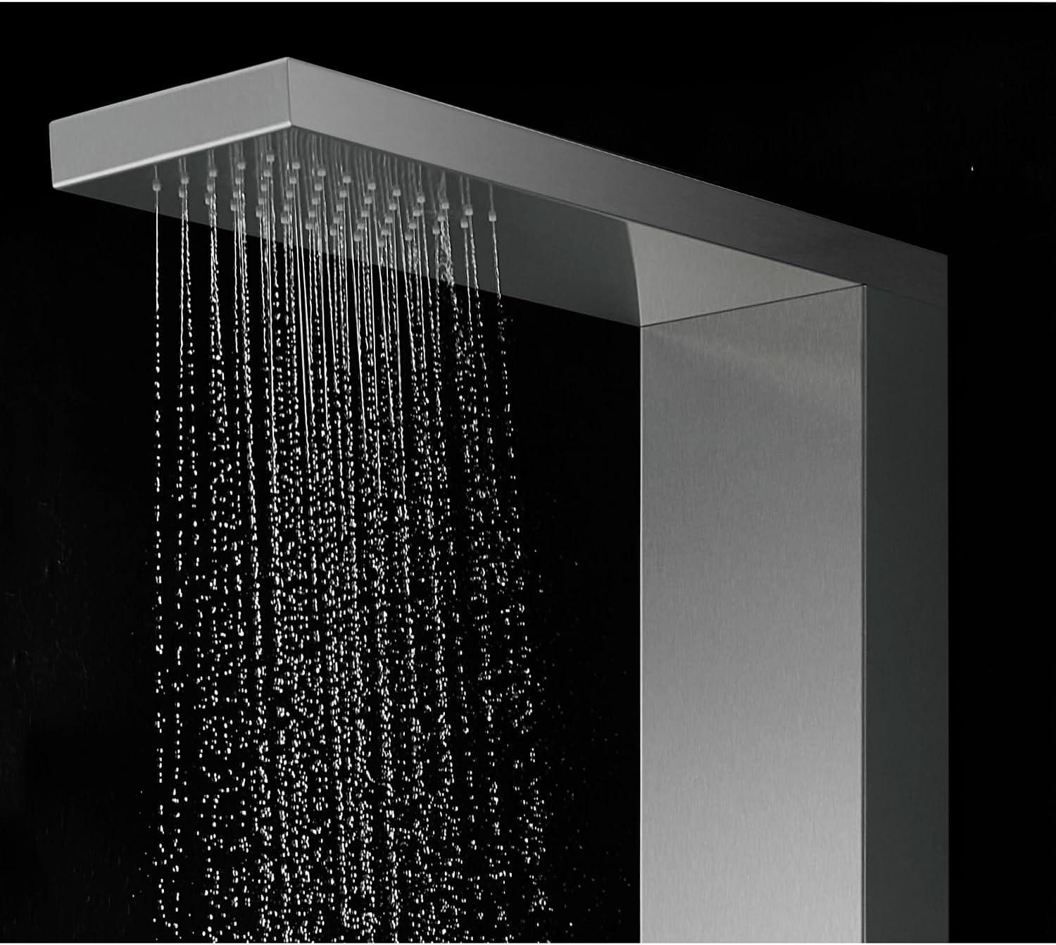 Stainless Steel 65'' Thermostatic Shower Panel with Rainfall and Handheld Shower