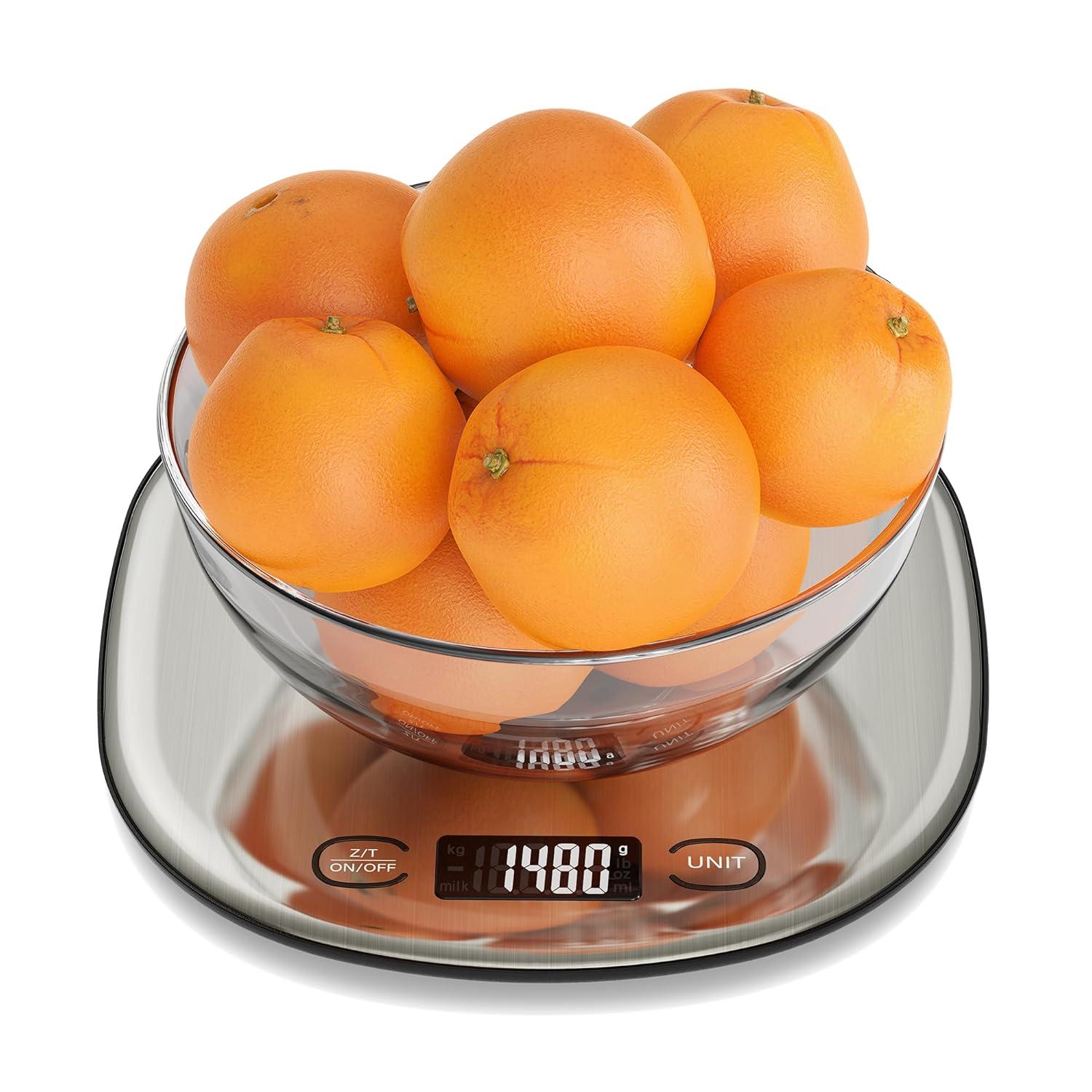 Ultrean High Capacity Food Scale, 33lb Rechargeable Digital Kitchen Scale with LCD Display, Slim & Lightweight Design, 1g Precise Graduation, Weight Grams and Ounces for Cooking, Baking & Meal Prep