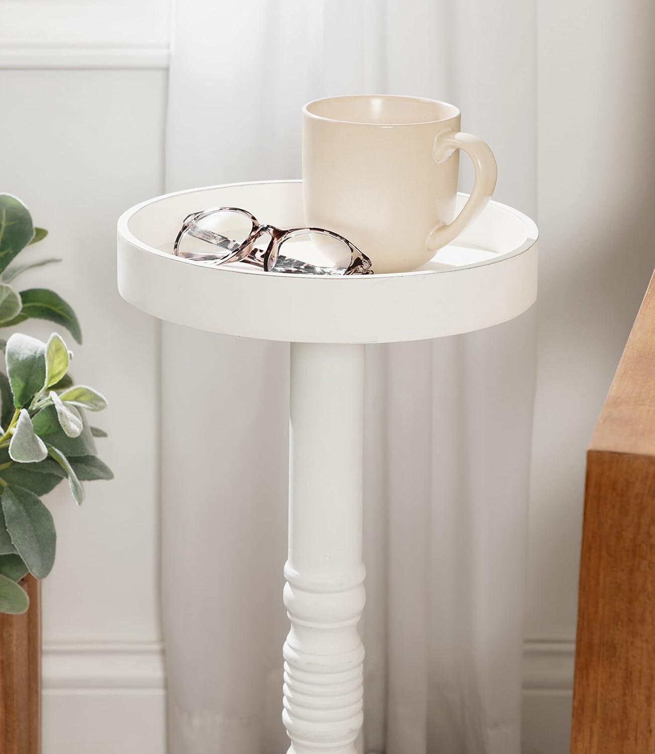 Kate and Laurel Bellport Square Wood Drink Table, 10x10x22, White