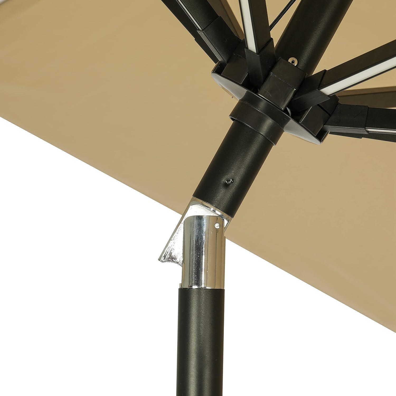 11' x 11' Calypso II Market Patio Umbrella with Solar LED Strip Lights Champagne - Island Umbrella