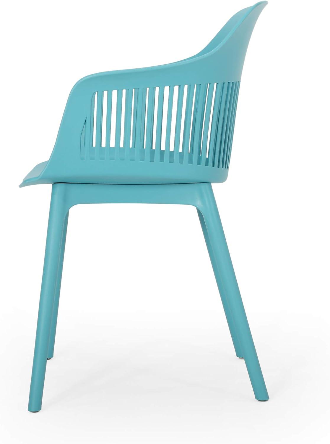 Dahlia 2pk Resin Modern Dining Chair - Teal - Christopher Knight Home: Weather-Resistant, for Outdoor Use