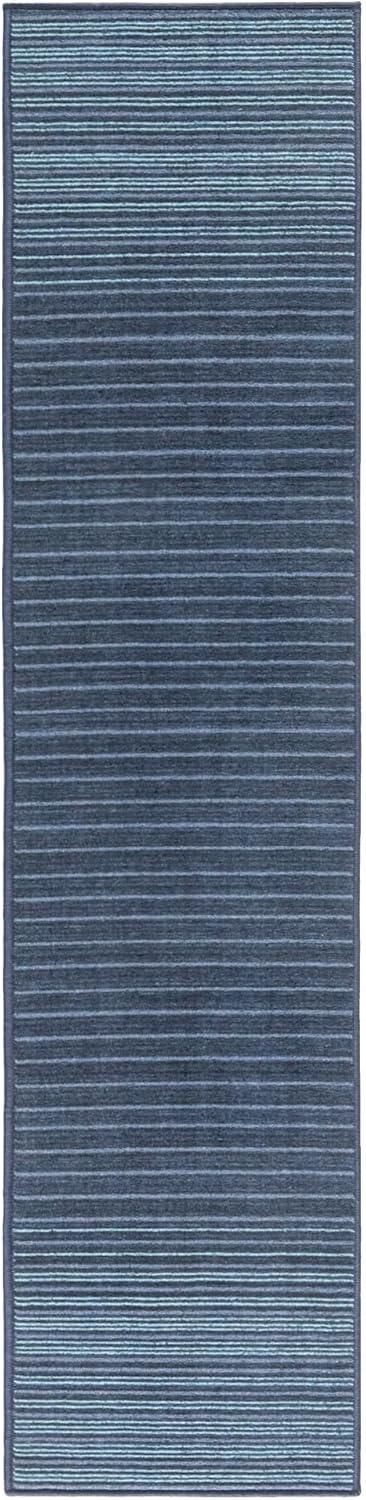TOWN & COUNTRY BASICS Layne Everwash Non-Slip Backing Area Rug Navy Blue/Blue