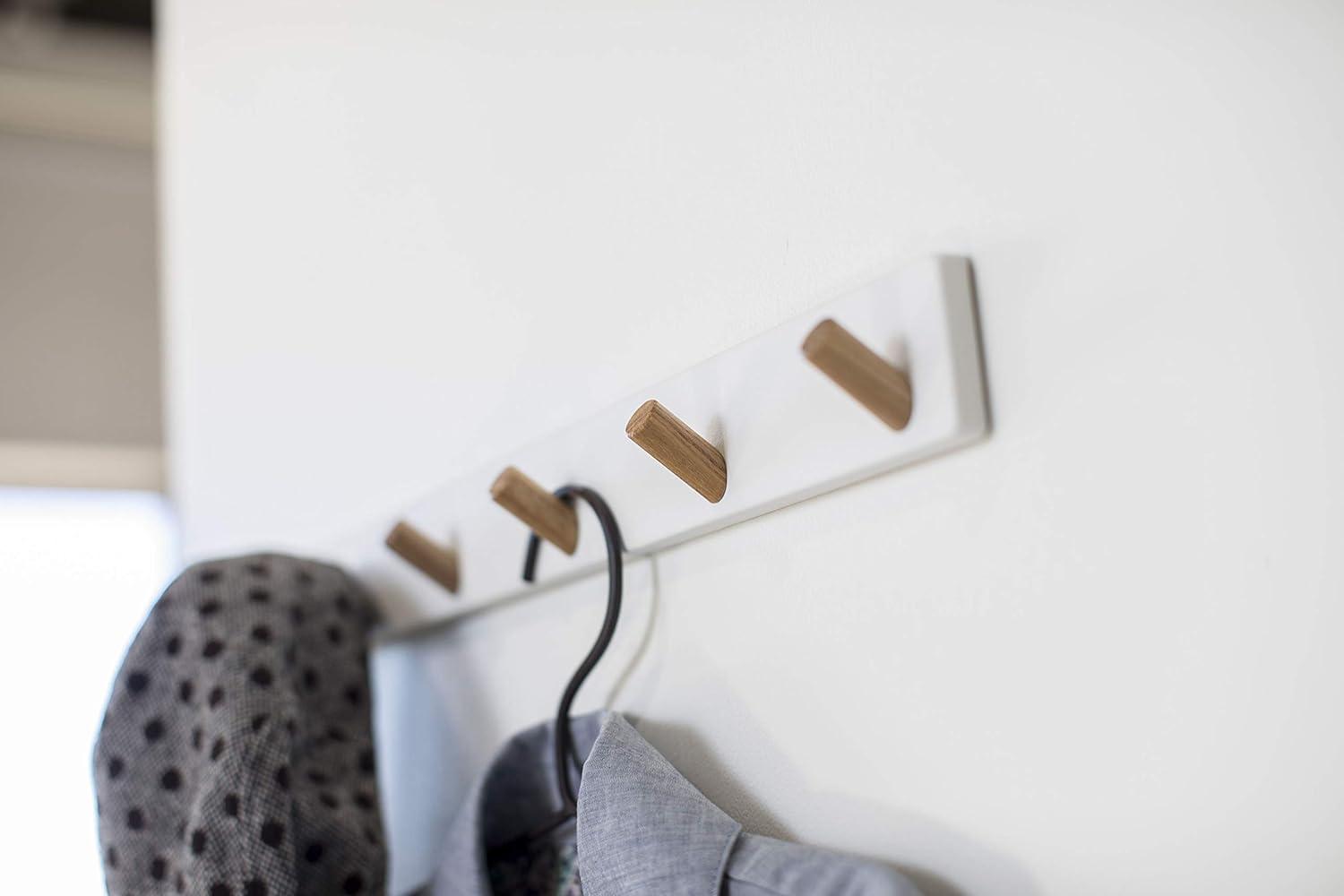 Yamazaki Home Wall-Mounted Saving Coat Hanger- Modern Jacket Holder, Steel + Wood