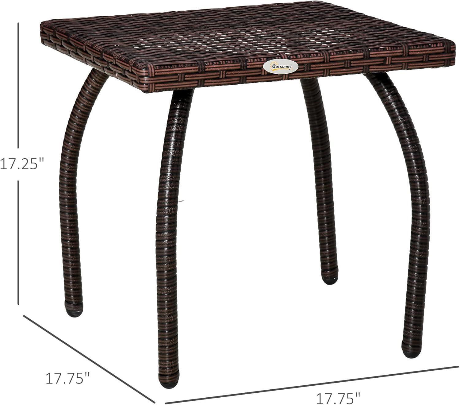 Outsunny Rattan Wicker Side Table, End Table with All-Weather Material for Outdoor, Garden, Balcony, or Backyard