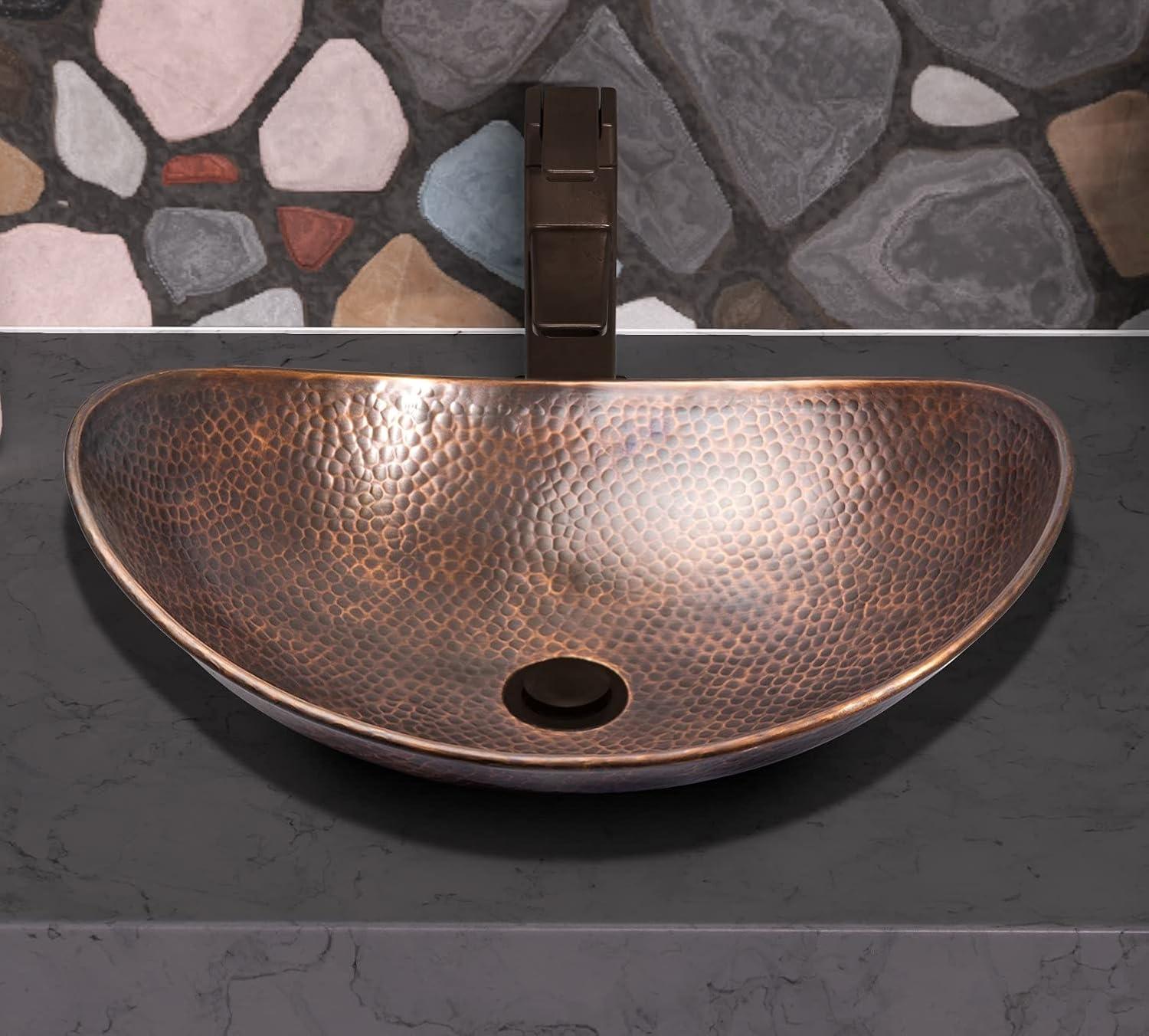 Pure Copper Hand Hammered Harbor Bathroom Vessel Sink 19"