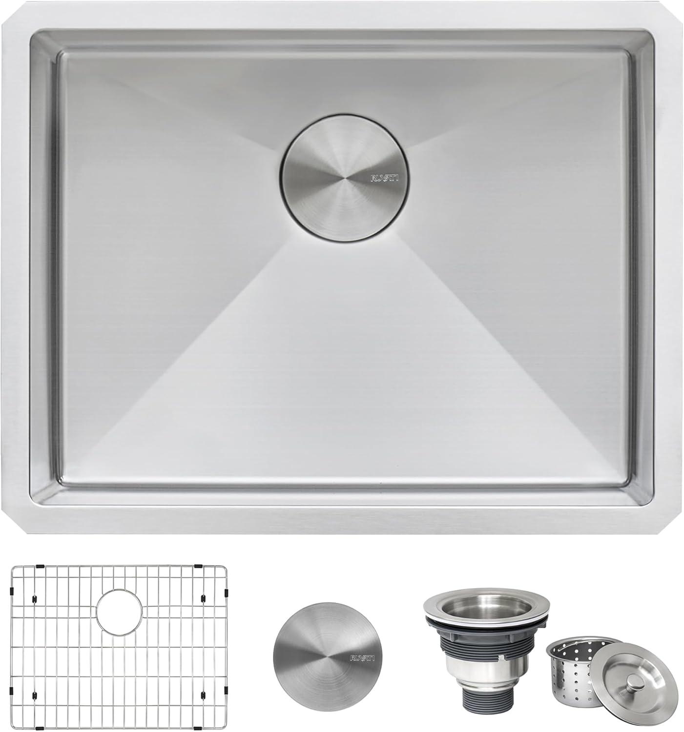 Ruvati Bar Prep Sink Narrow Trough Undermount 16 Gauge Stainless Steel Single Bowl