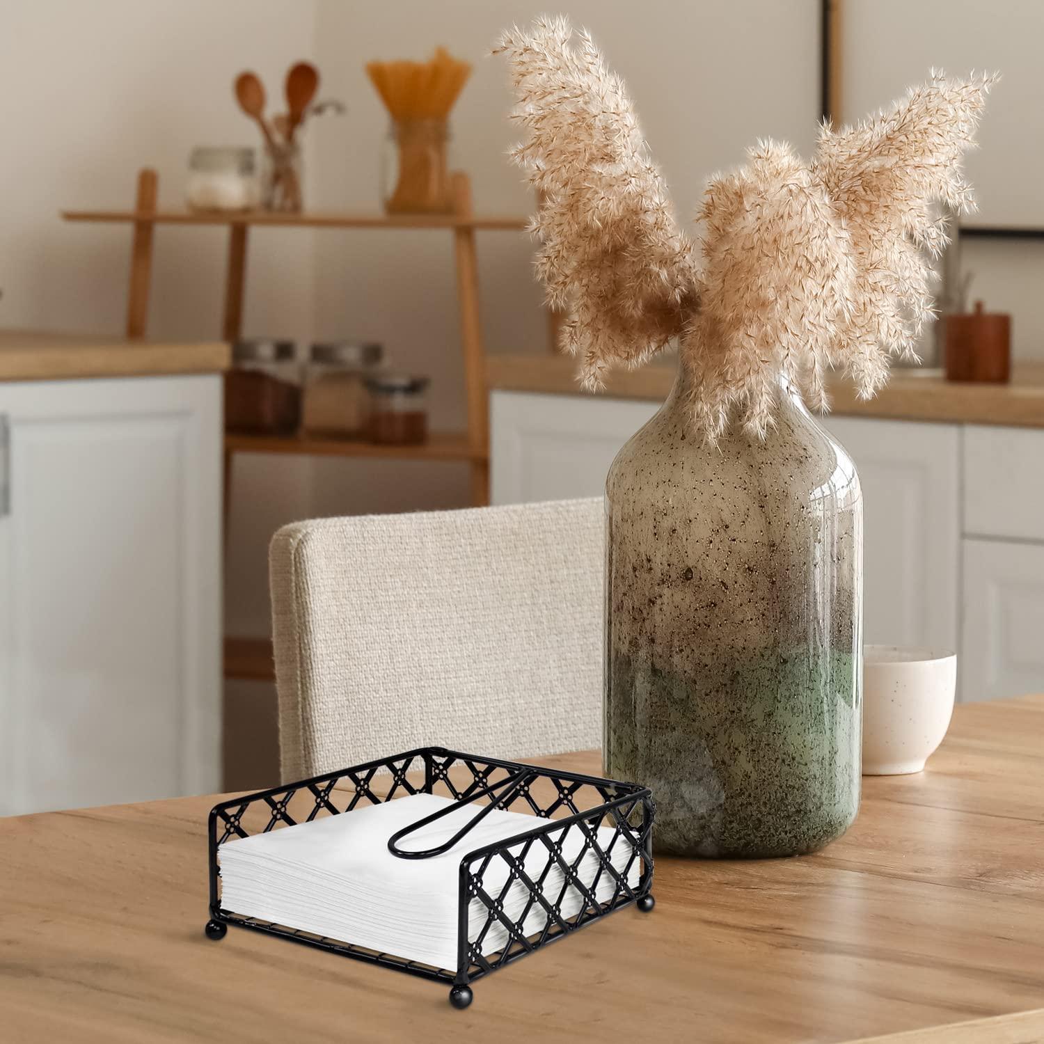 Blue Donuts Lattice Collection Napkin Holder – Napkin Holders for Tables, Dining Table Napkin Holders for Kitchen, Flat Napkin Holder, Black