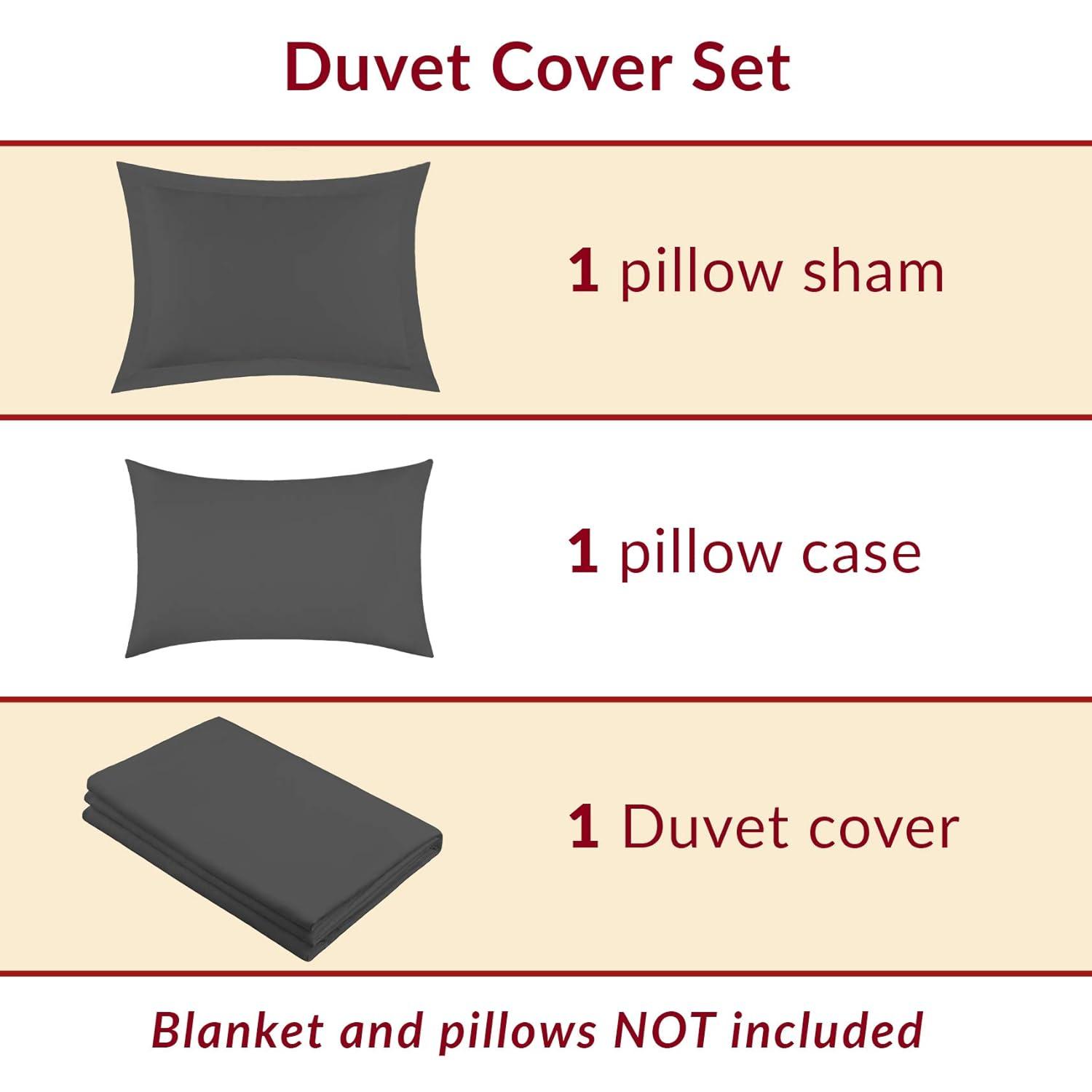 Mellanni Microfiber Duvet Cover Set, Twin, Gray, 3 Piece