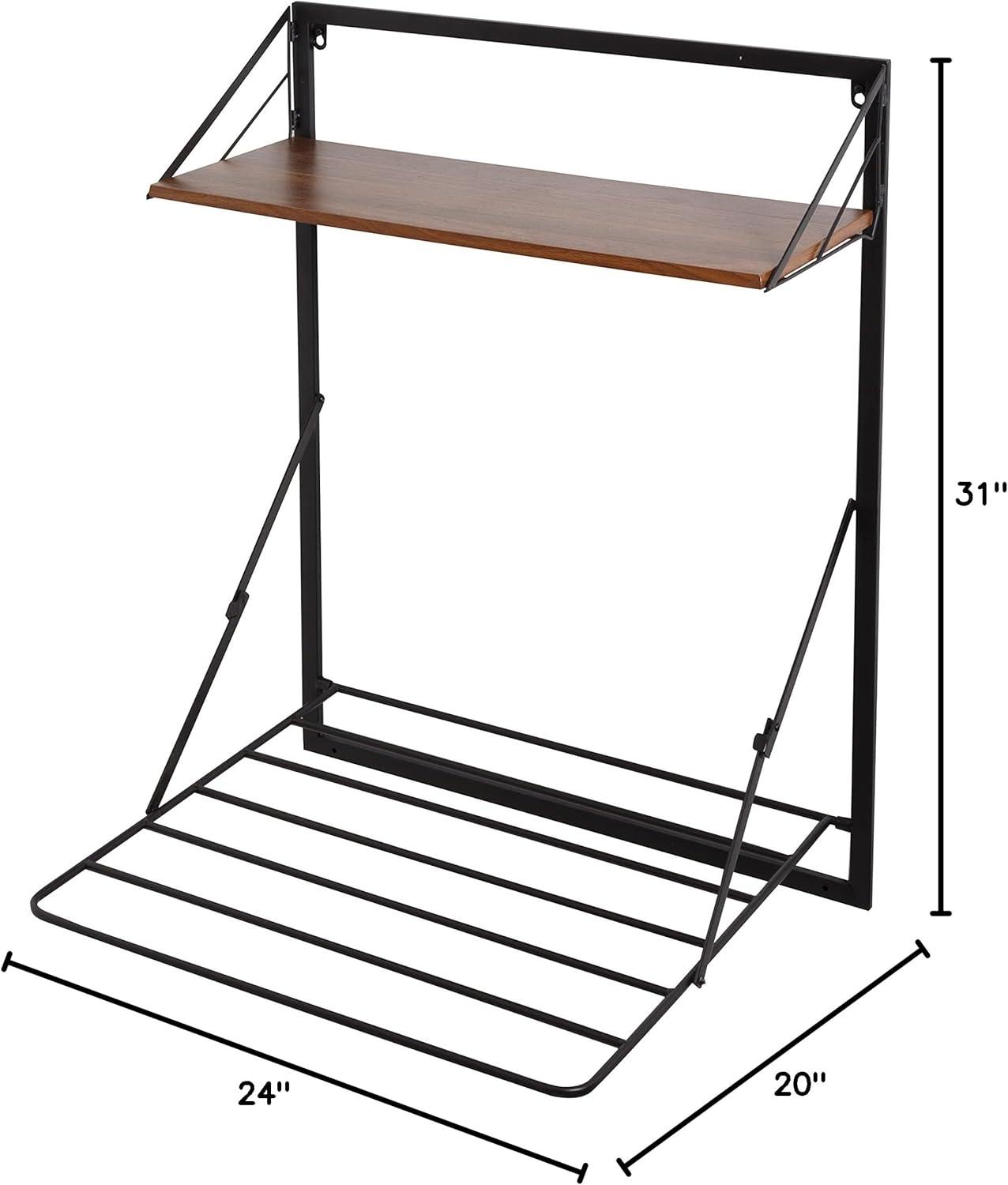 Honey-Can-Do Laundry Shelf with Drying Rack Combo Walnut