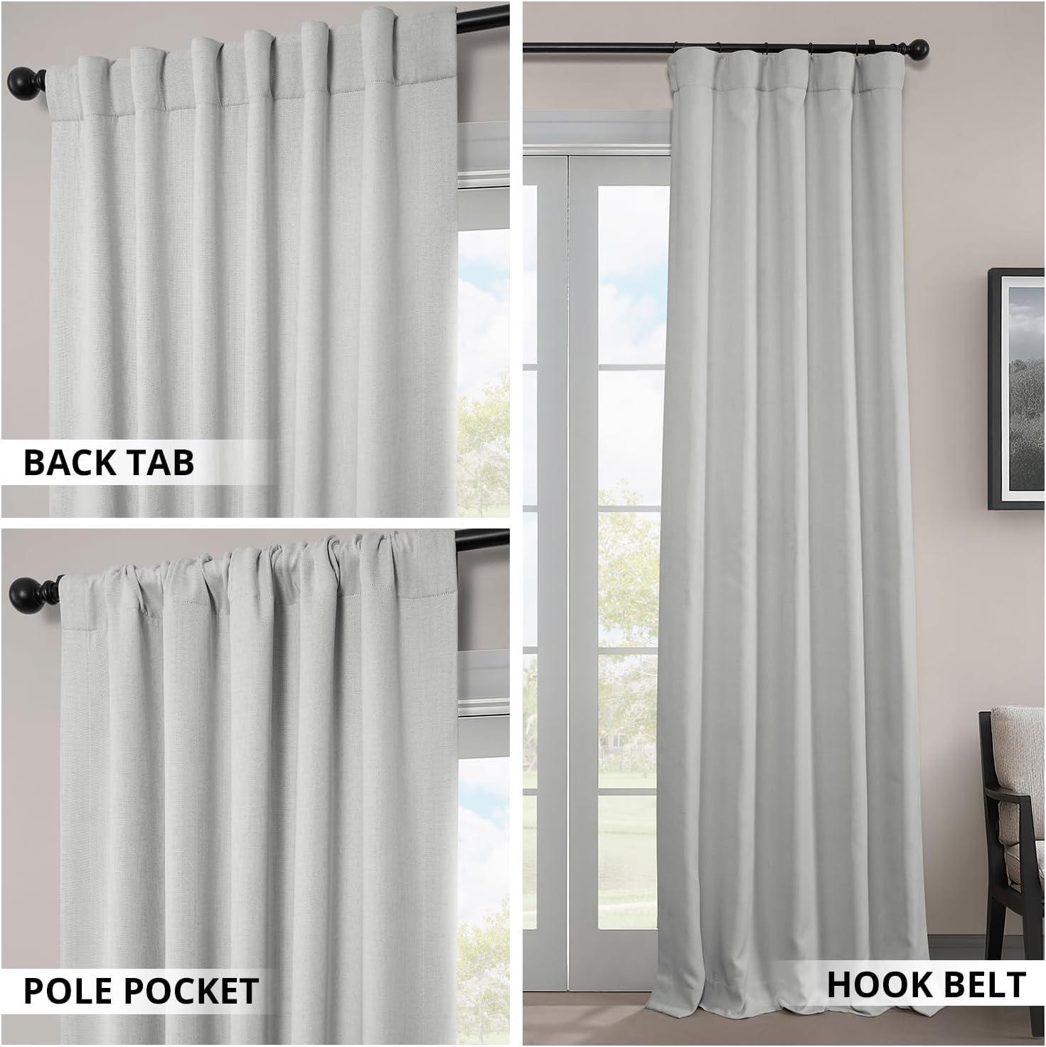 Oyster Faux Linen Room Darkening Curtain (1 Panel), Oyster, 50W X 96L