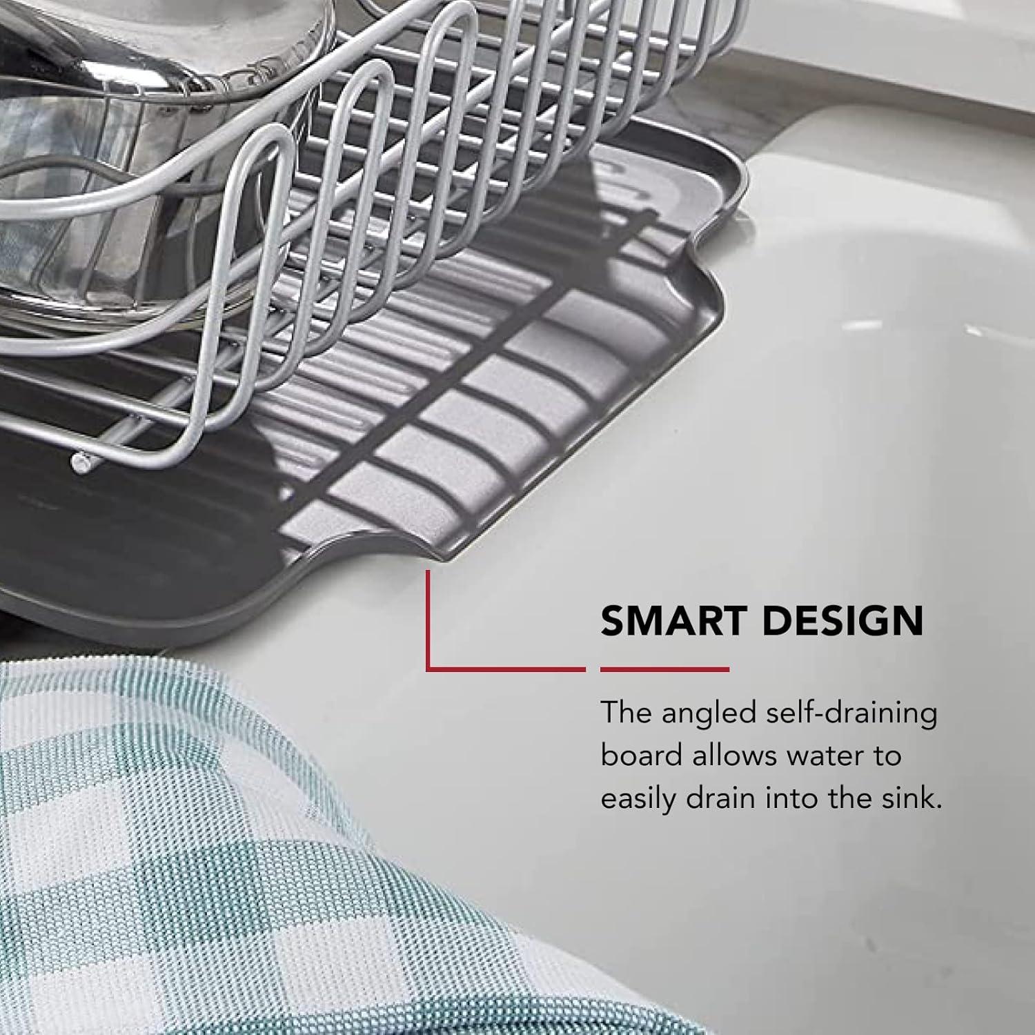 Gray Stainless Steel Large Expandable Dish-Drying Rack