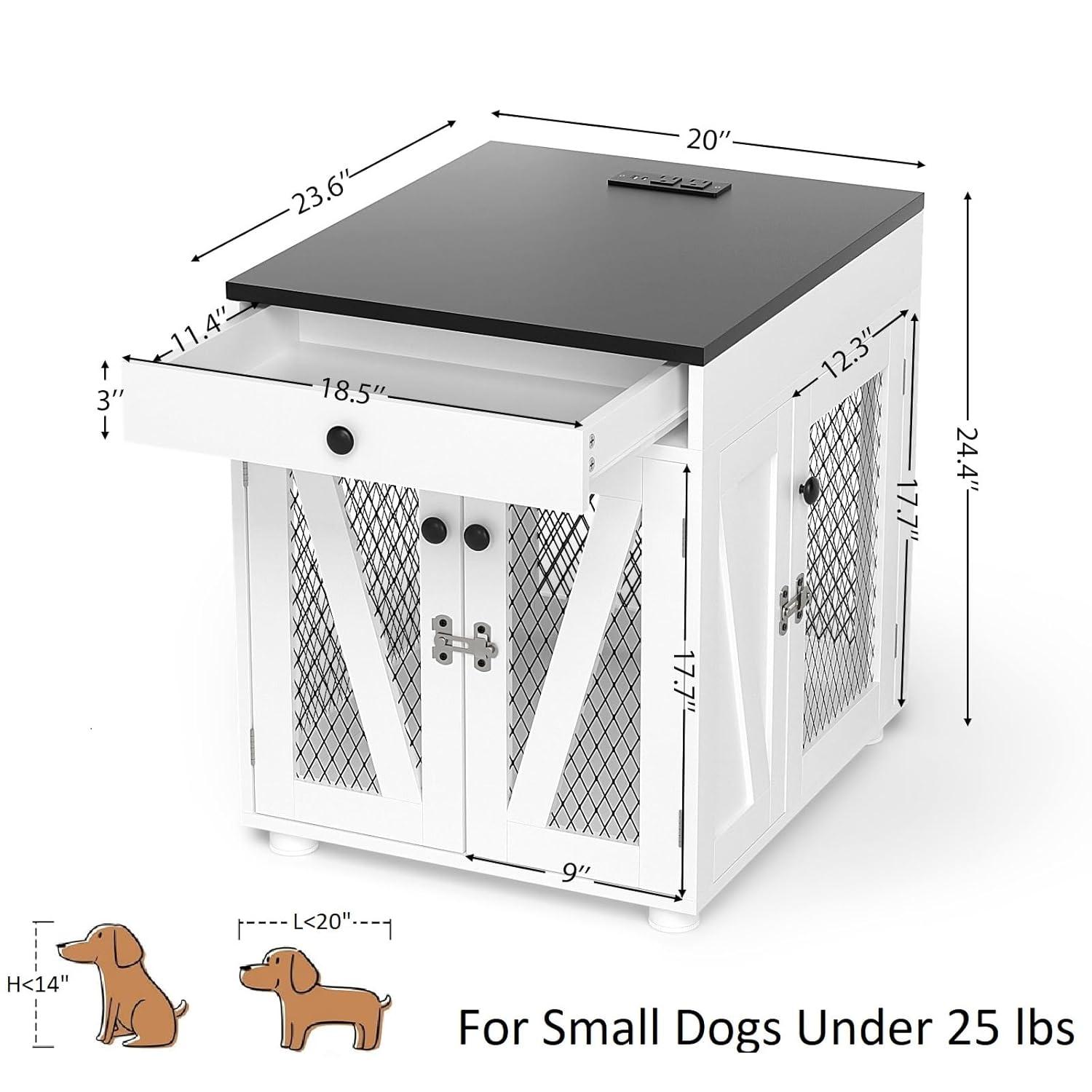 Tucker Murphy Pet™ Dog Crate Furniture, Wooden Dog Kennel End Table with USB Charging Station, Storage Drawer, Double Latched Door, Farmhouse Furniture-Style Crate Side Table for Dogs Under 40 lbs, Indoor Use