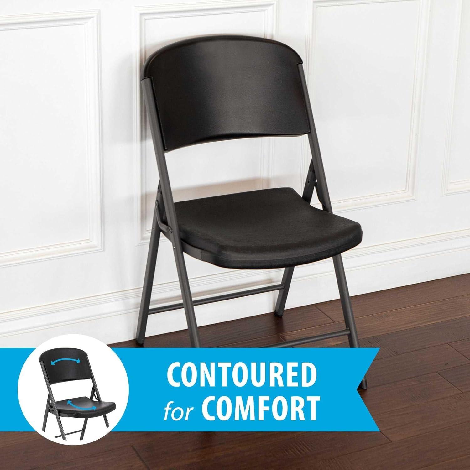 Lifetime Folding Chair, Indoor/Outdoor Commercial, Adult, Black, 4 Pack (80187)