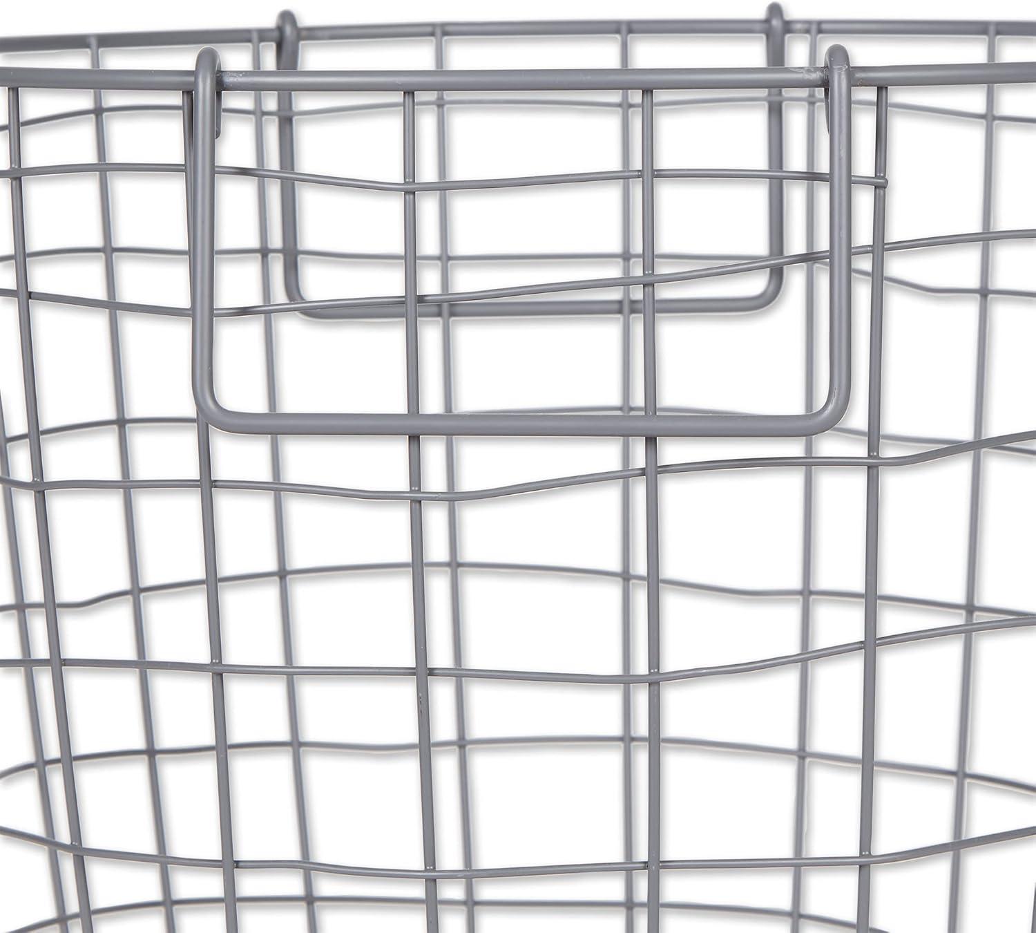 Metal Basket Cool Gray Round Medium 14X14X12