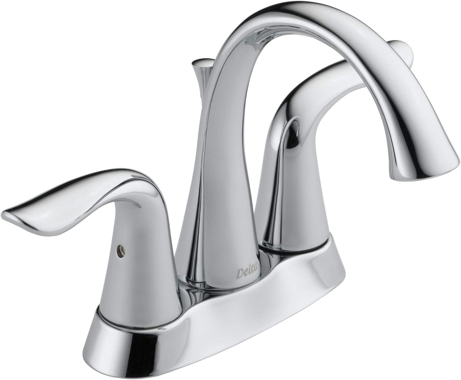 Modern Chrome Centerset Bathroom Faucet with Dual Handles and Drain Assembly