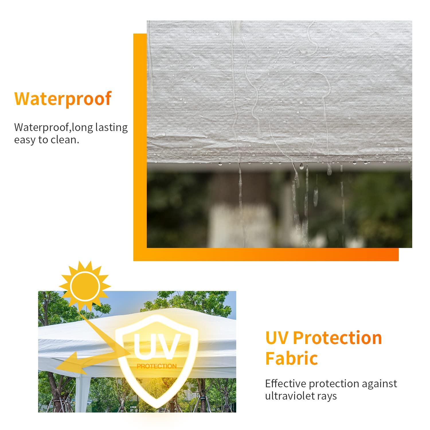 XF XINFENG 10'x10' Outdoor Wedding Party Canopy Tent, Camping Shelter Waterproof Outdoor Party Tent White Patio Gazebo Canopy Tents for BBQ Pavilion Canopy Cater Events