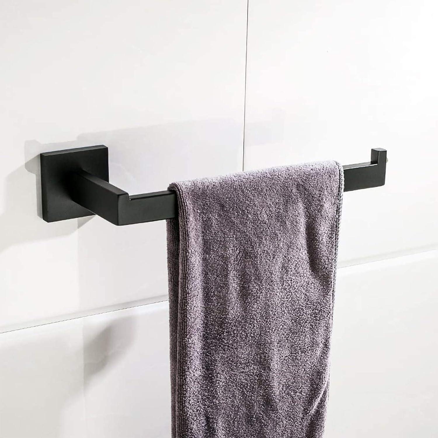 Nolimas Matte Black Bath Towel Bar Single Bars Towel Ring Classic Wall Mounted SUS304 Stainless Steel Bathroom Towel Rack Toilet Kitchen Towel Shelf Single Layer