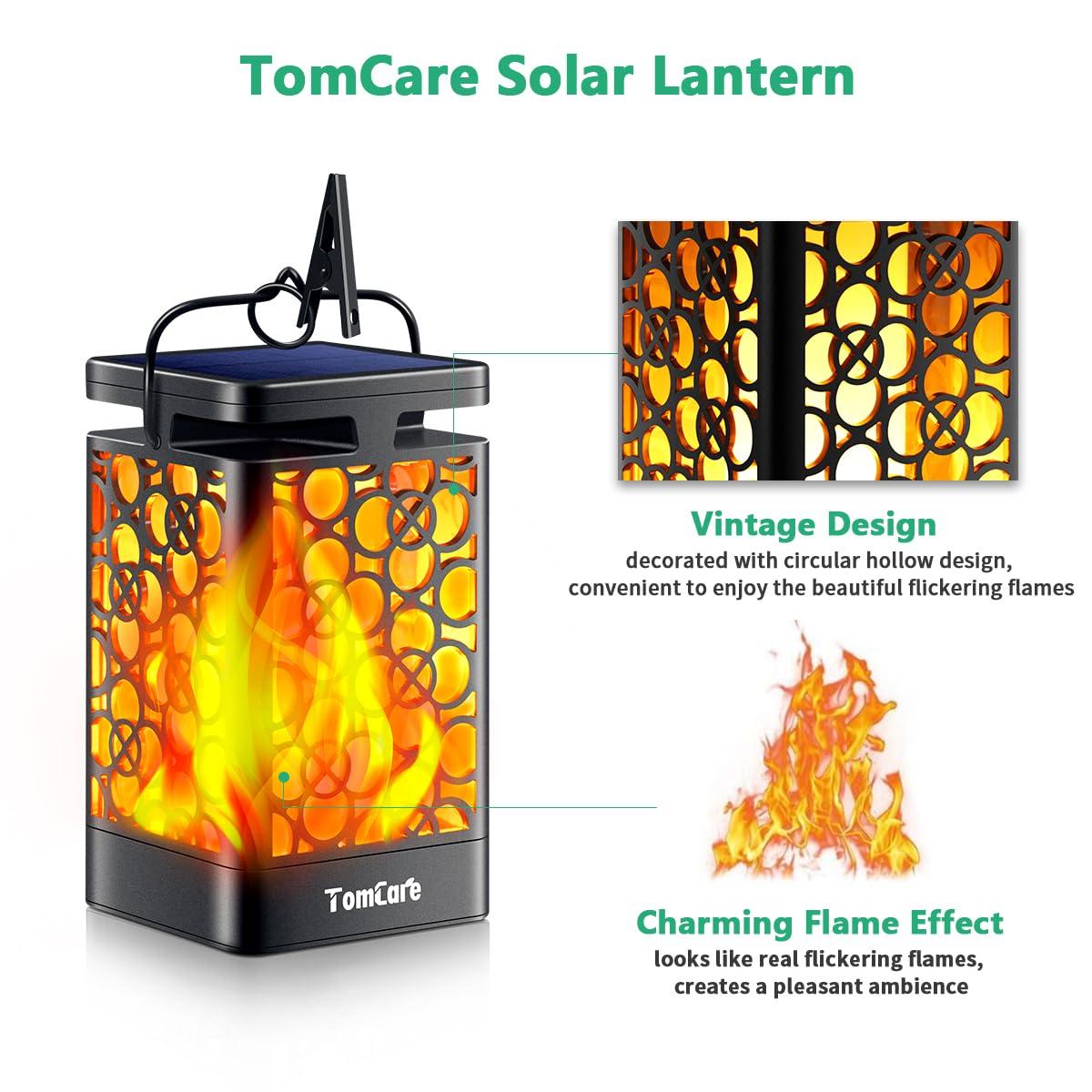 BEACHWATER POOL & SPA, LLC Solar Lights Outdoor Flickering Flame Solar Lantern Outdoor Hanging Lanterns Decorative Outdoor Lighting Solar Powered Waterproof LED Flame Christmas Lights For Patio Garden