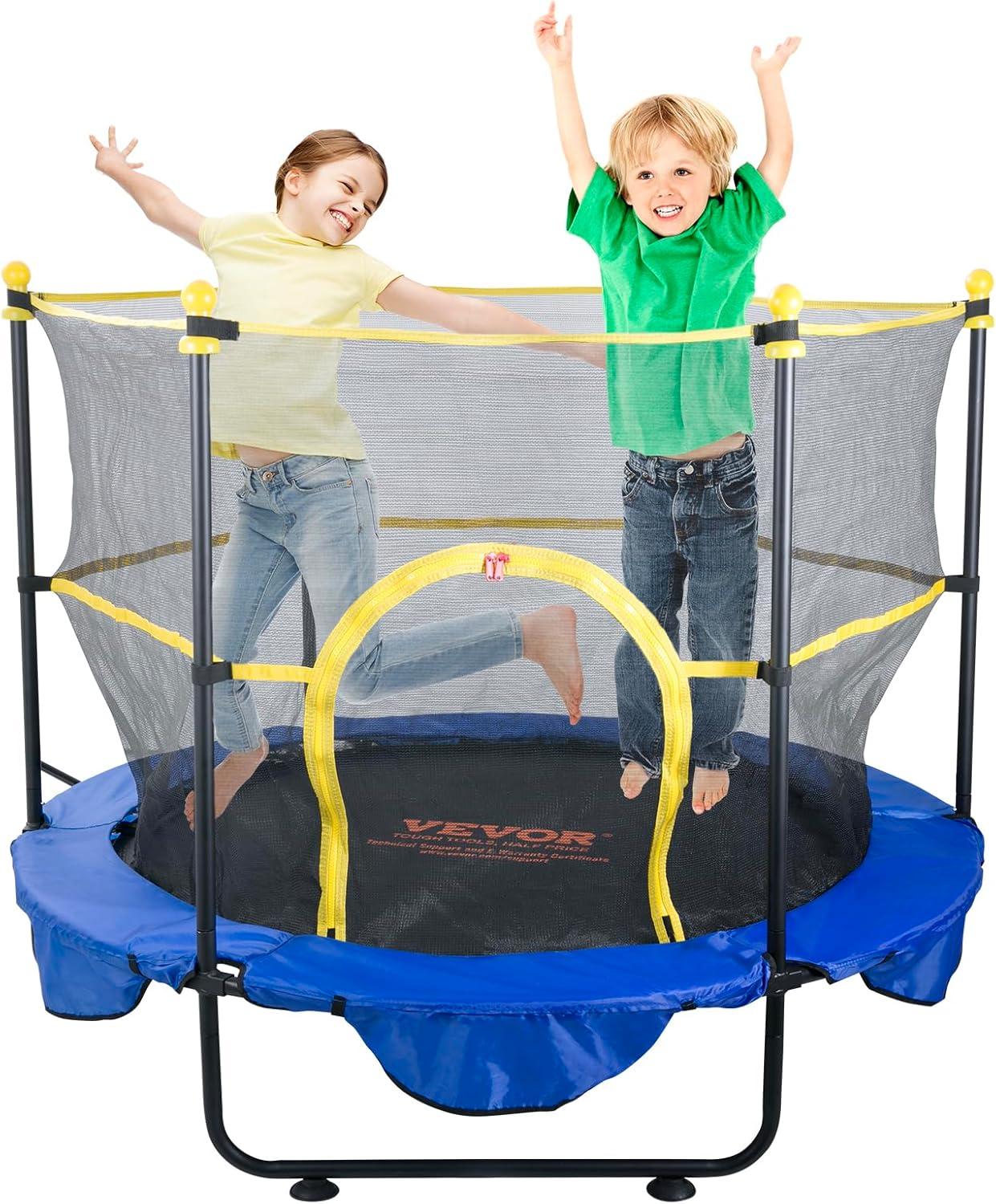 VEVOR 5ft Kids' Trampoline with Safety Enclosure and Basketball Hoop