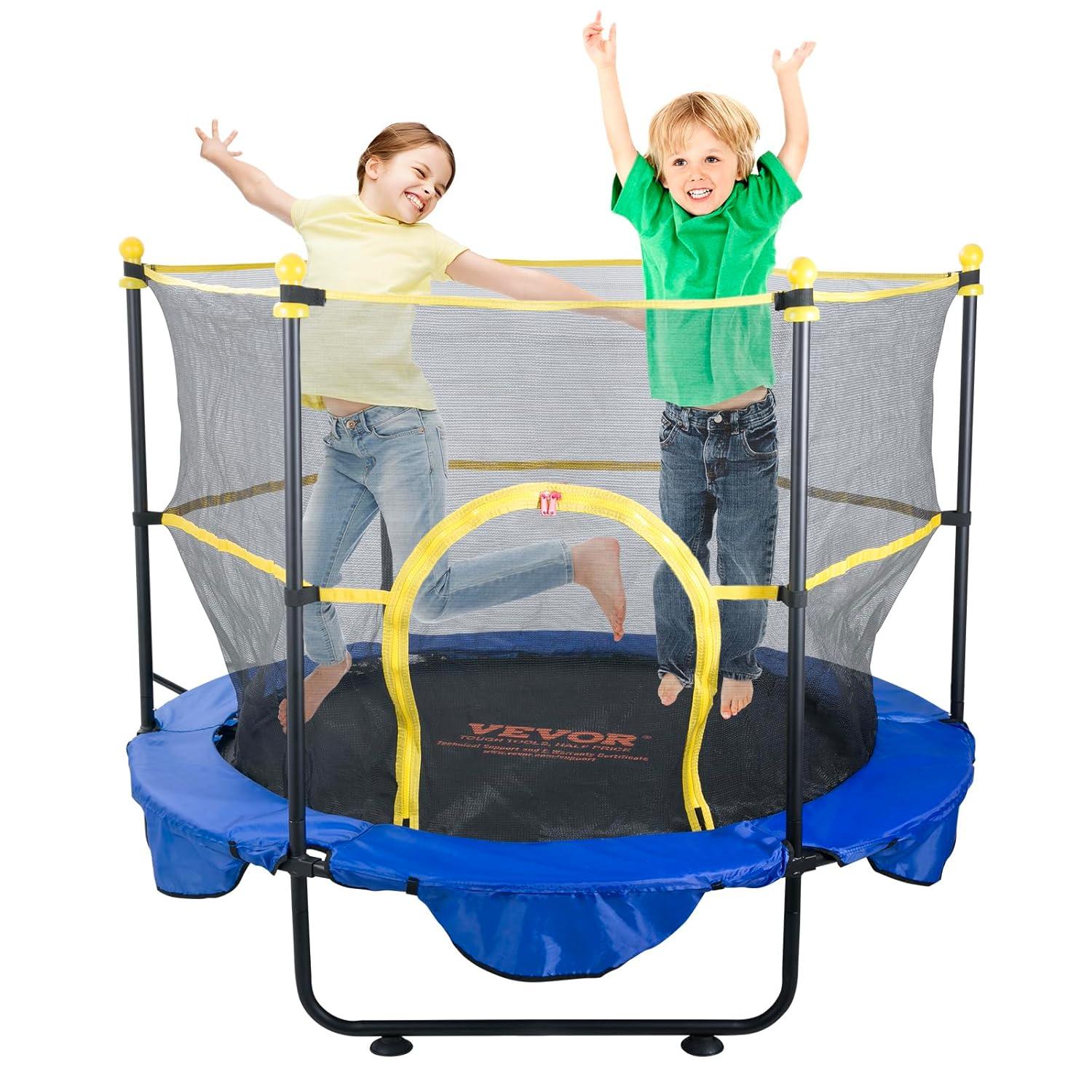 VEVOR 60" Trampoline for Kids Mini Toddler Trampoline with Net Indoor Outdoor