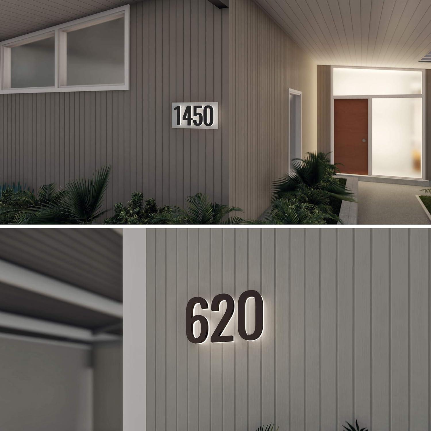 5 Inch Backlit LED House Number - Modern Stainless Steel Address Number with 6000K White Light, Acrylic Backing - 12V Powered, Mounting Plate Sold Separately - Black (Number 3)