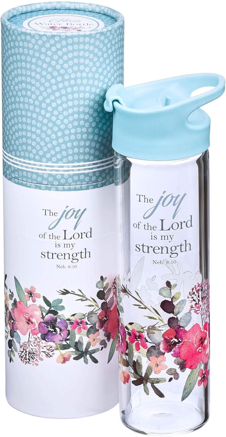 The Joy of the Lord Glass Water Bottle  - Nehemiah 8:10