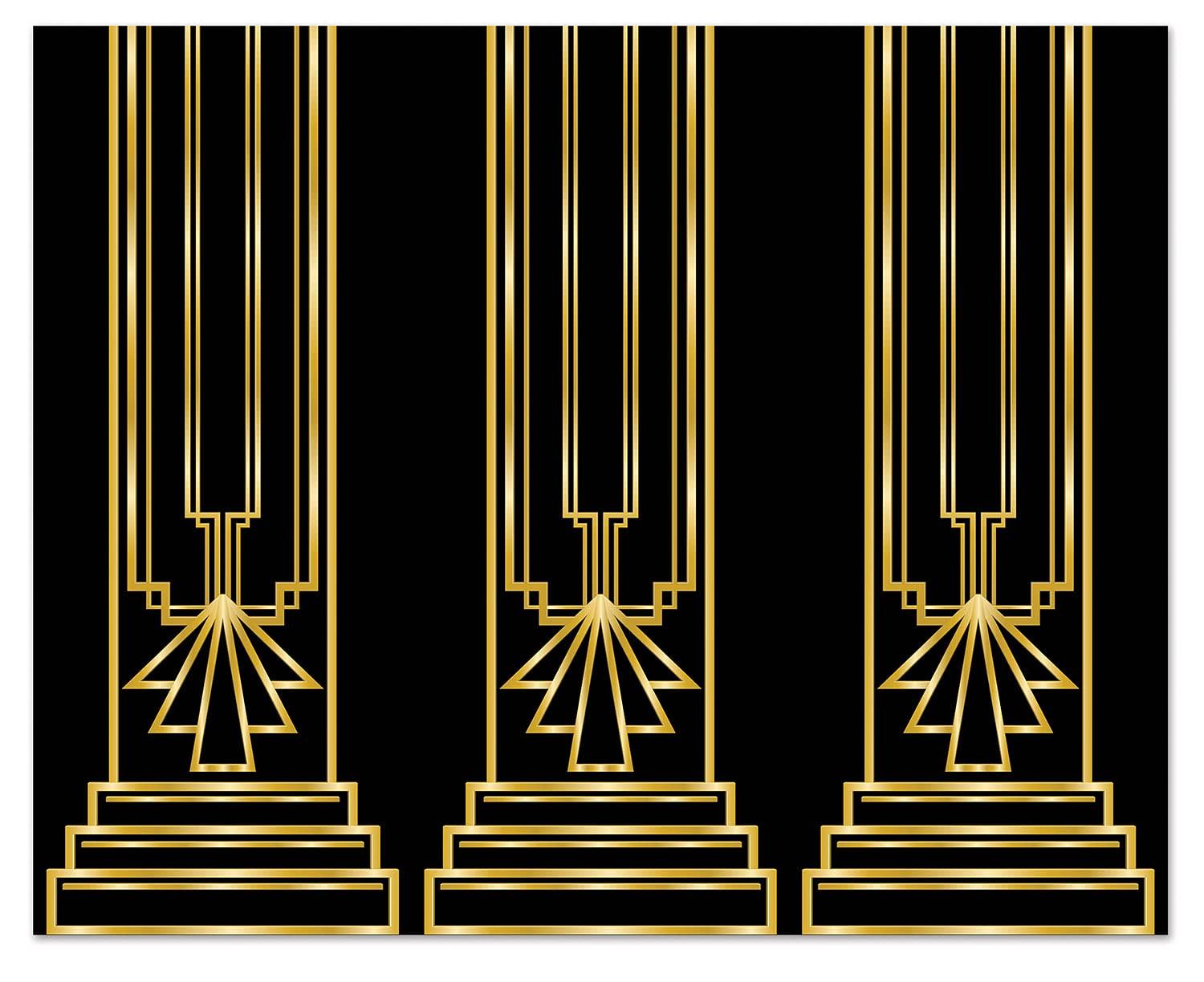 Beistle Great 20s Wall Backdrop, Decorative Wall Covering for Roaring Twenties Parties, Art Deco-Themed Photo Booths, Jazz Night Celebrations, Speakeasy Events, Vintage Decorations, 4' x 30'